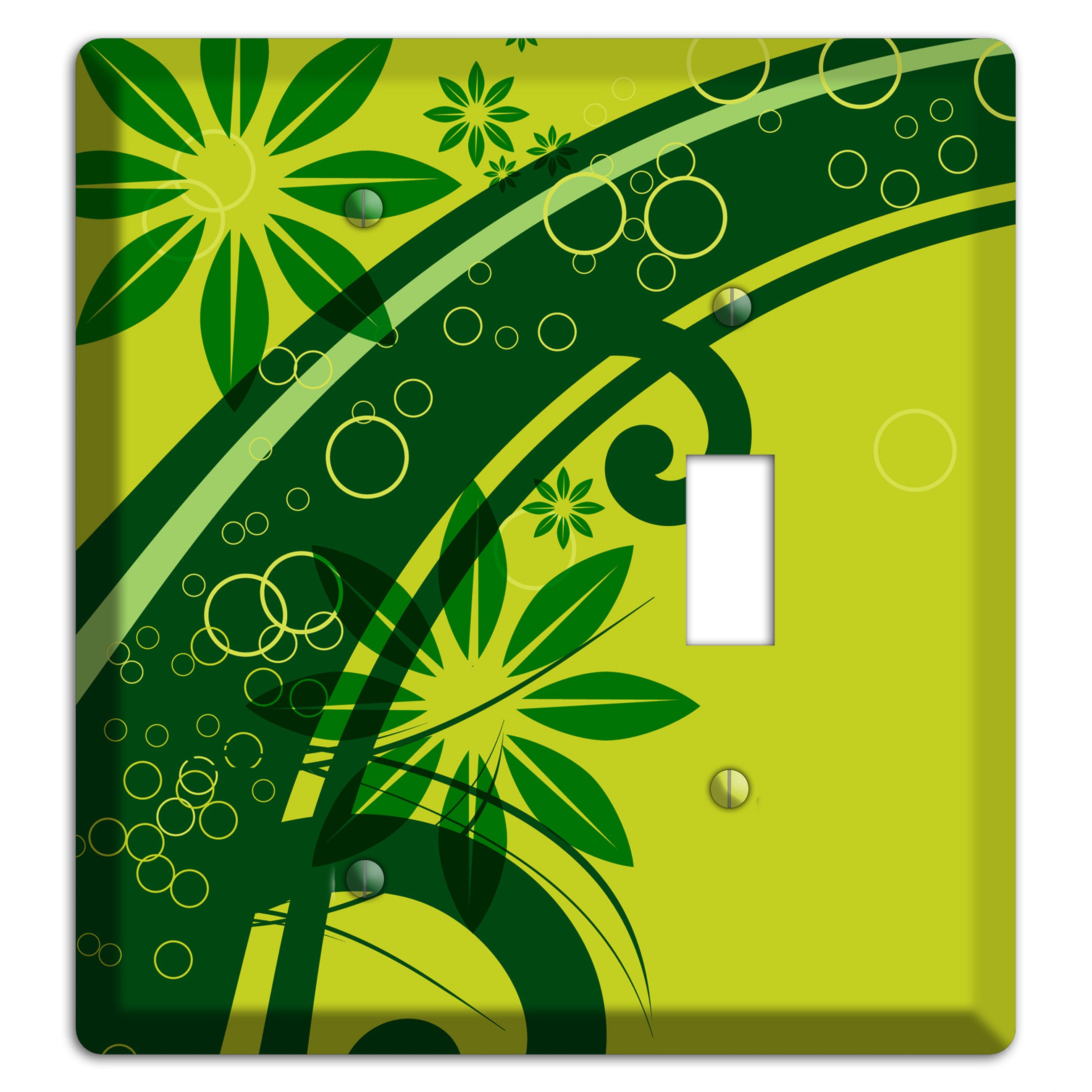 Green Retro Floral Blank / Toggle Wallplate