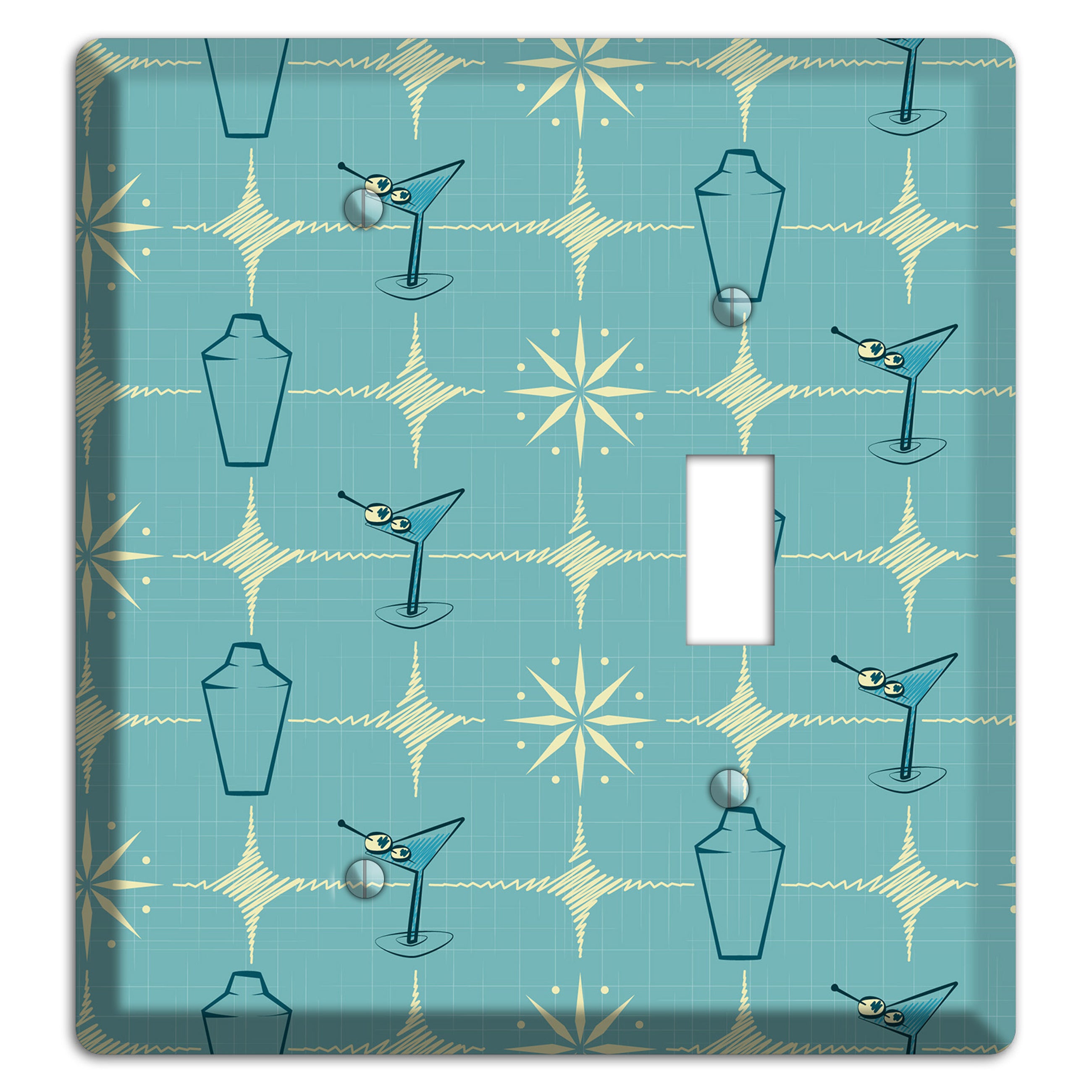 Blue Shaker and Martini Blank / Toggle Wallplate