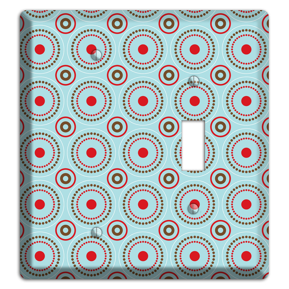 Dusty Blue with Red and Brown Retro Suzani Blank / Toggle Wallplate