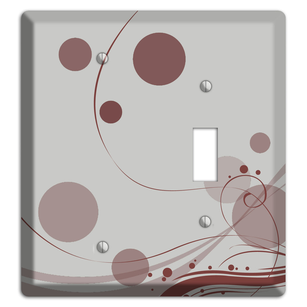 Grey with Maroon Dots and Swirls Blank / Toggle Wallplate