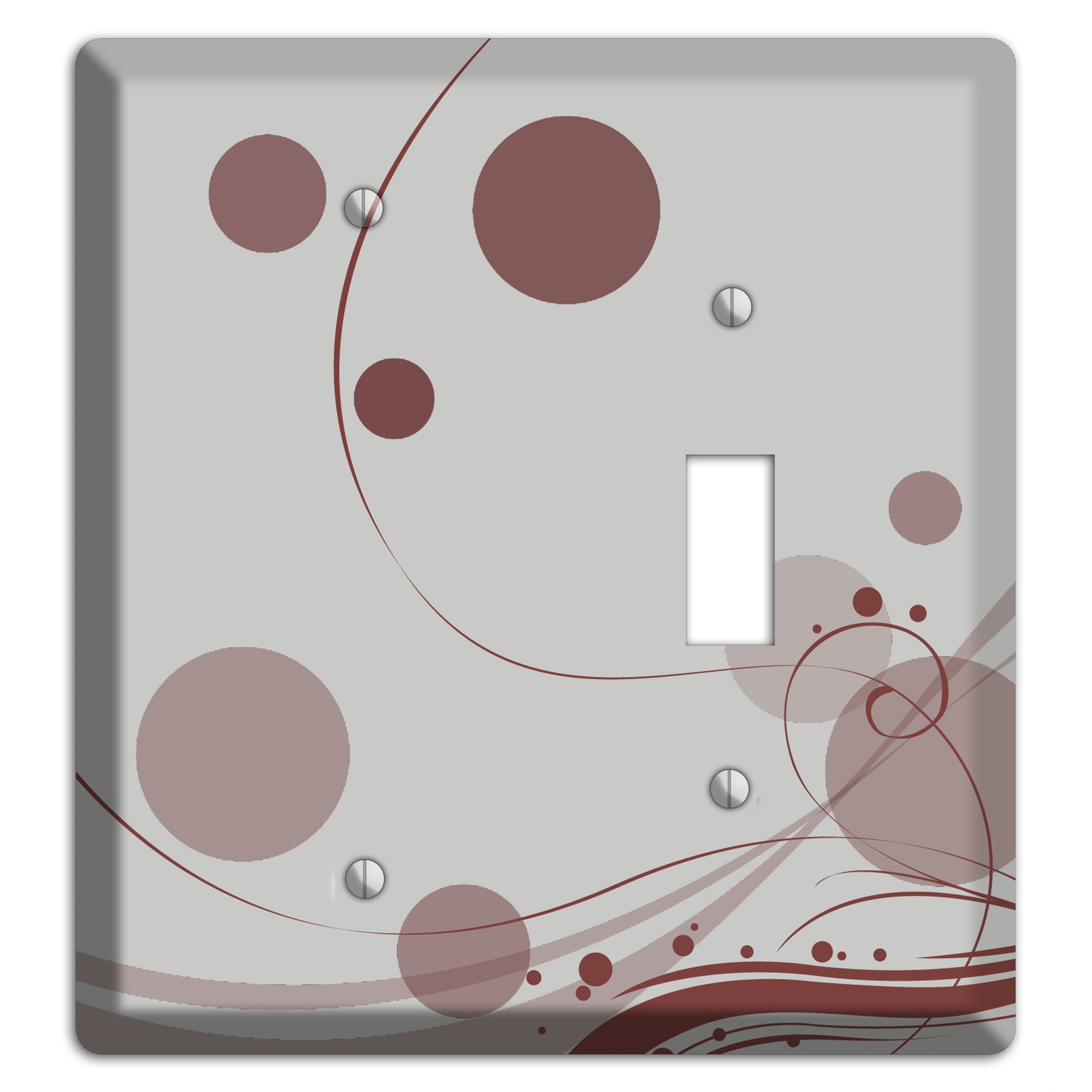 Grey with Maroon Dots and Swirls Blank / Toggle Wallplate