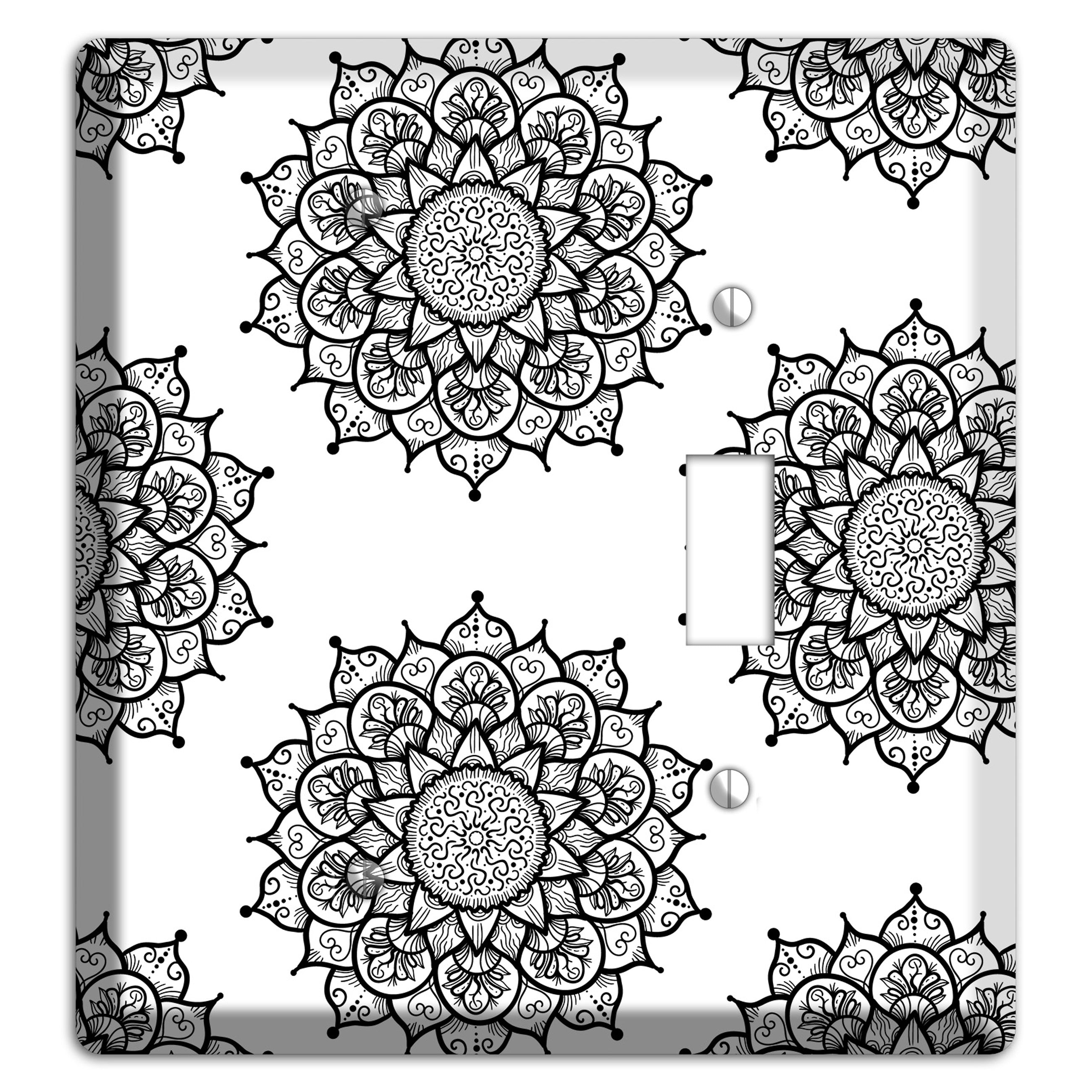 Mandala Black and White Style S Cover Plates Blank / Toggle Wallplate