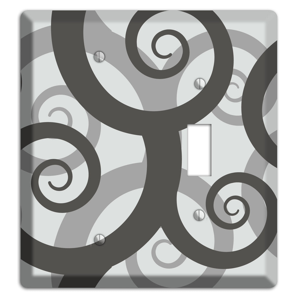 Grey with Black Large Swirl Blank / Toggle Wallplate