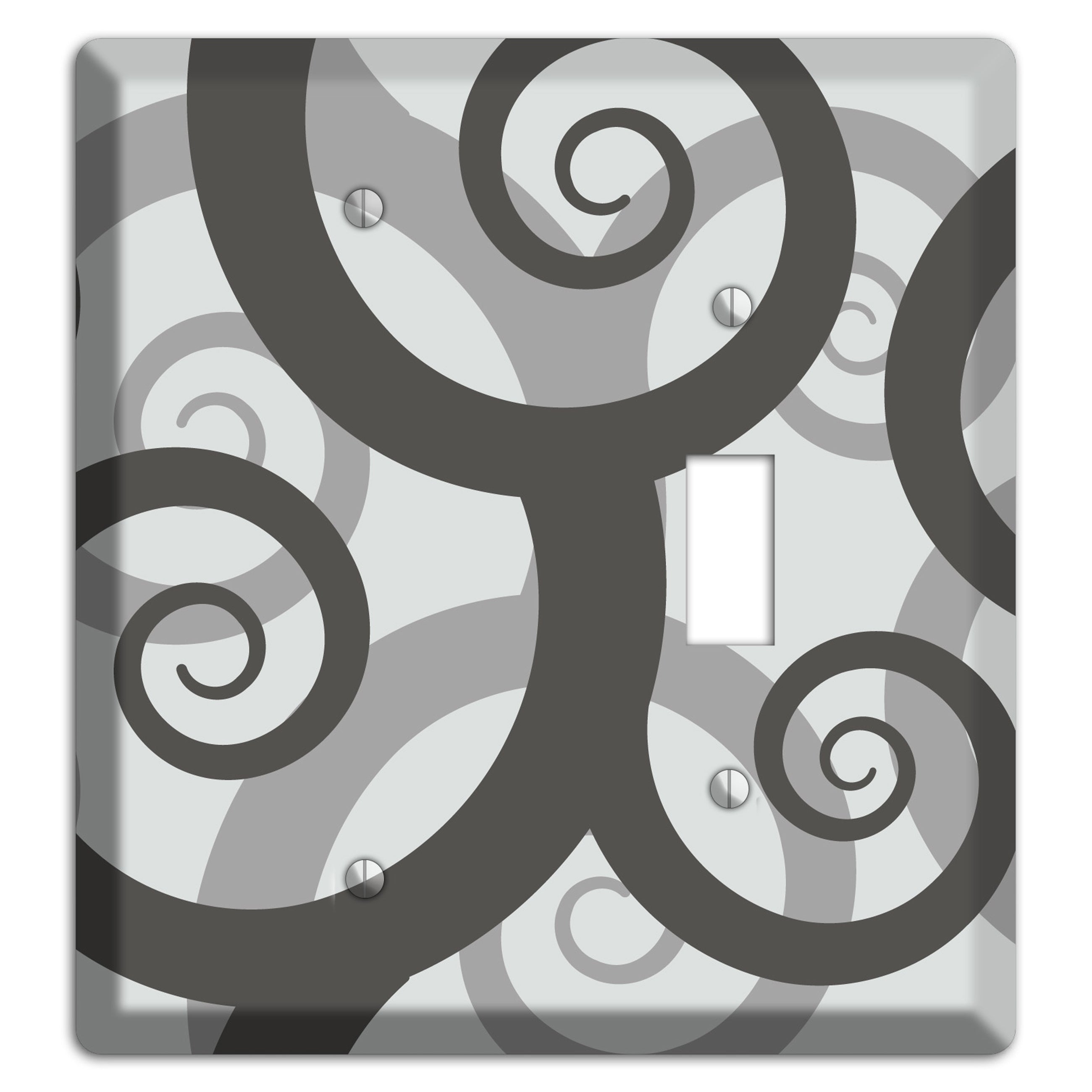 Grey with Black Large Swirl Blank / Toggle Wallplate