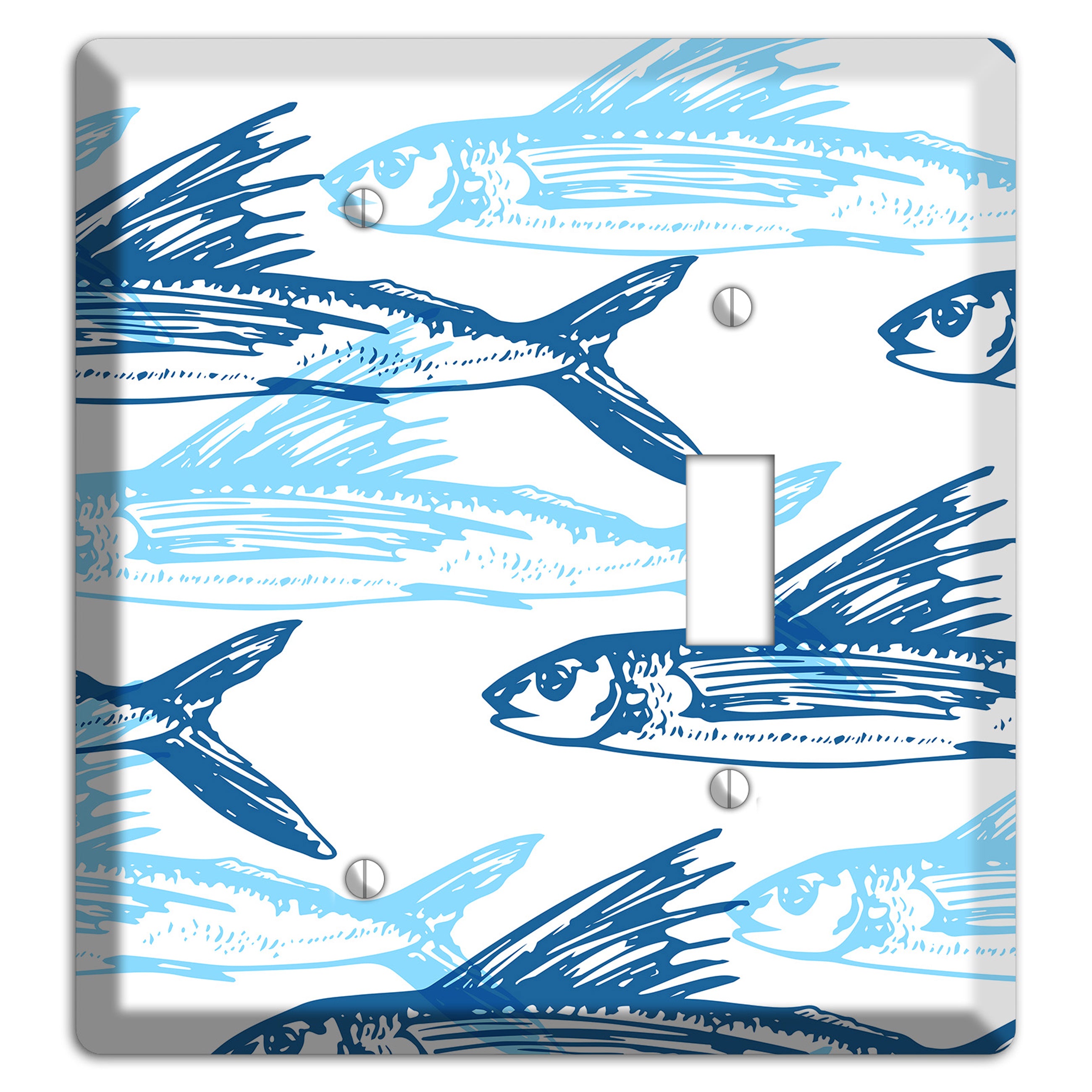 Multi-Blue Fish Blank / Toggle Wallplate
