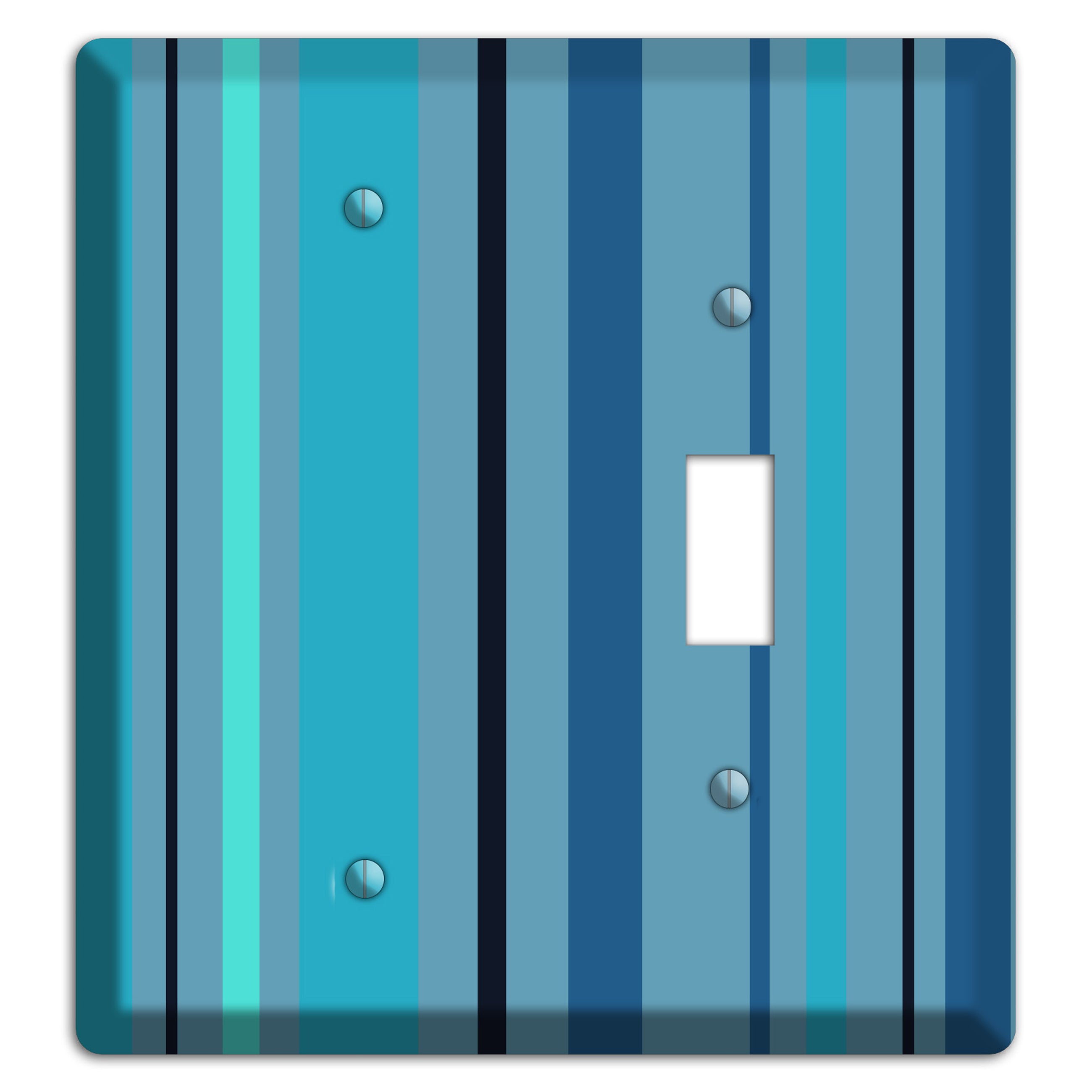 Multi Turquoise Vertical Stripe Blank / Toggle Wallplate