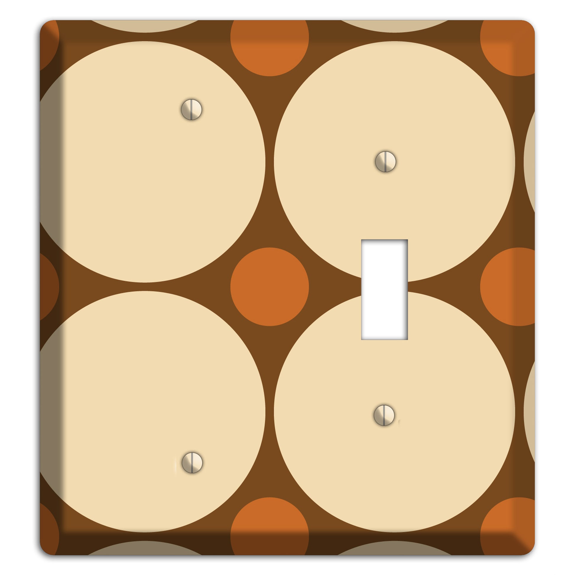 Brown with Beige and Umber Multi Tiled Large Dots Blank / Toggle Wallplate