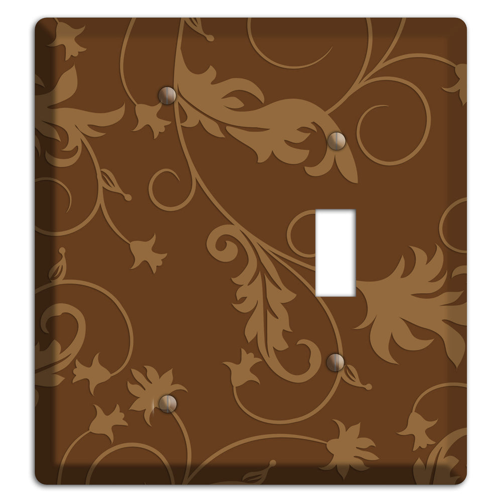 Brown Victorian Sprig Blank / Toggle Wallplate
