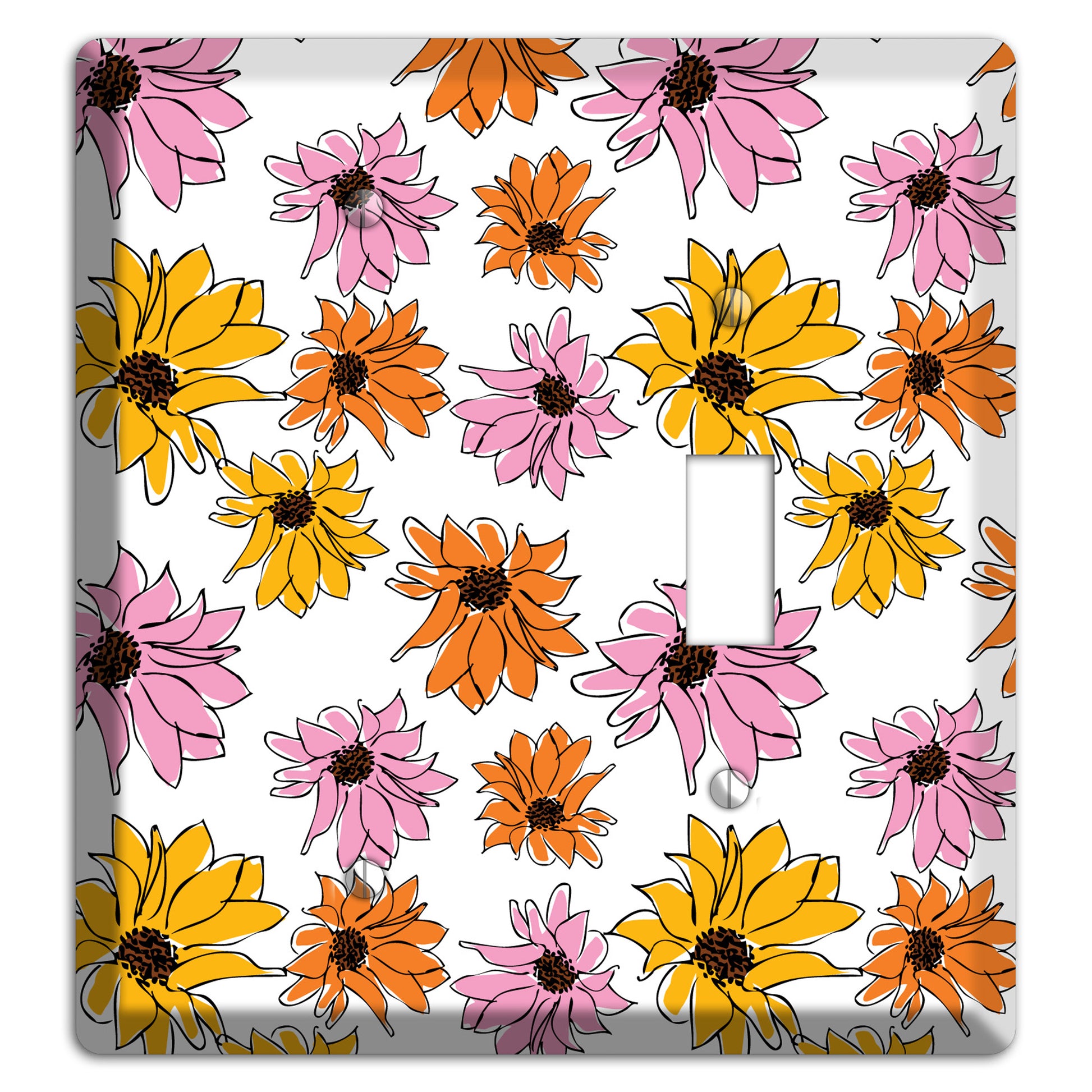 Pink Orange Yellow Flowers Blank / Toggle Wallplate