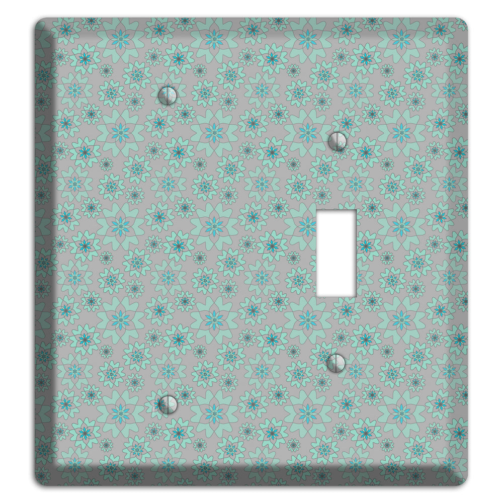 Grey with Tiny Aqua Retro Suzani Blank / Toggle Wallplate