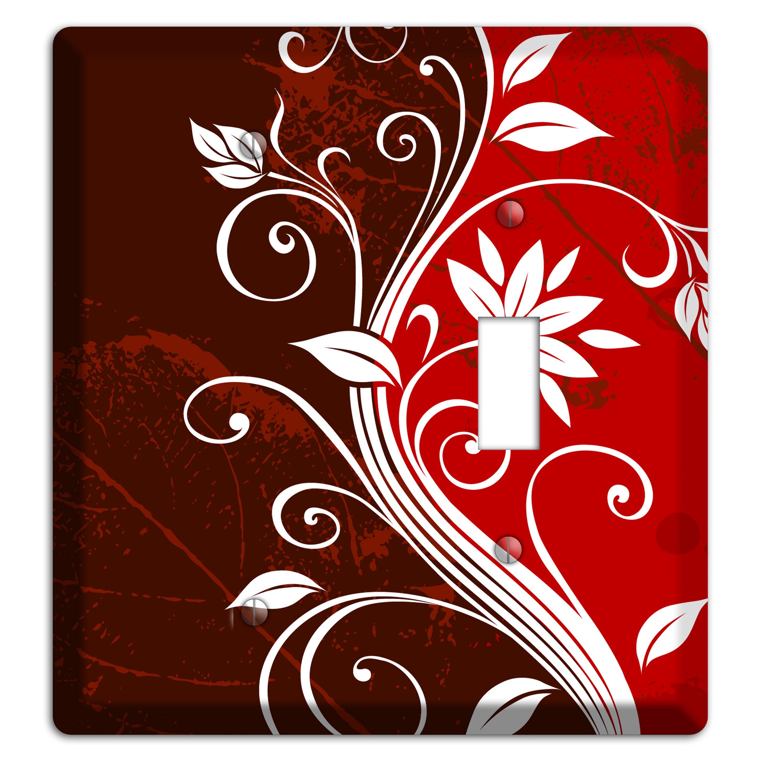 Burgundy and Red Deco Floral Blank / Toggle Wallplate