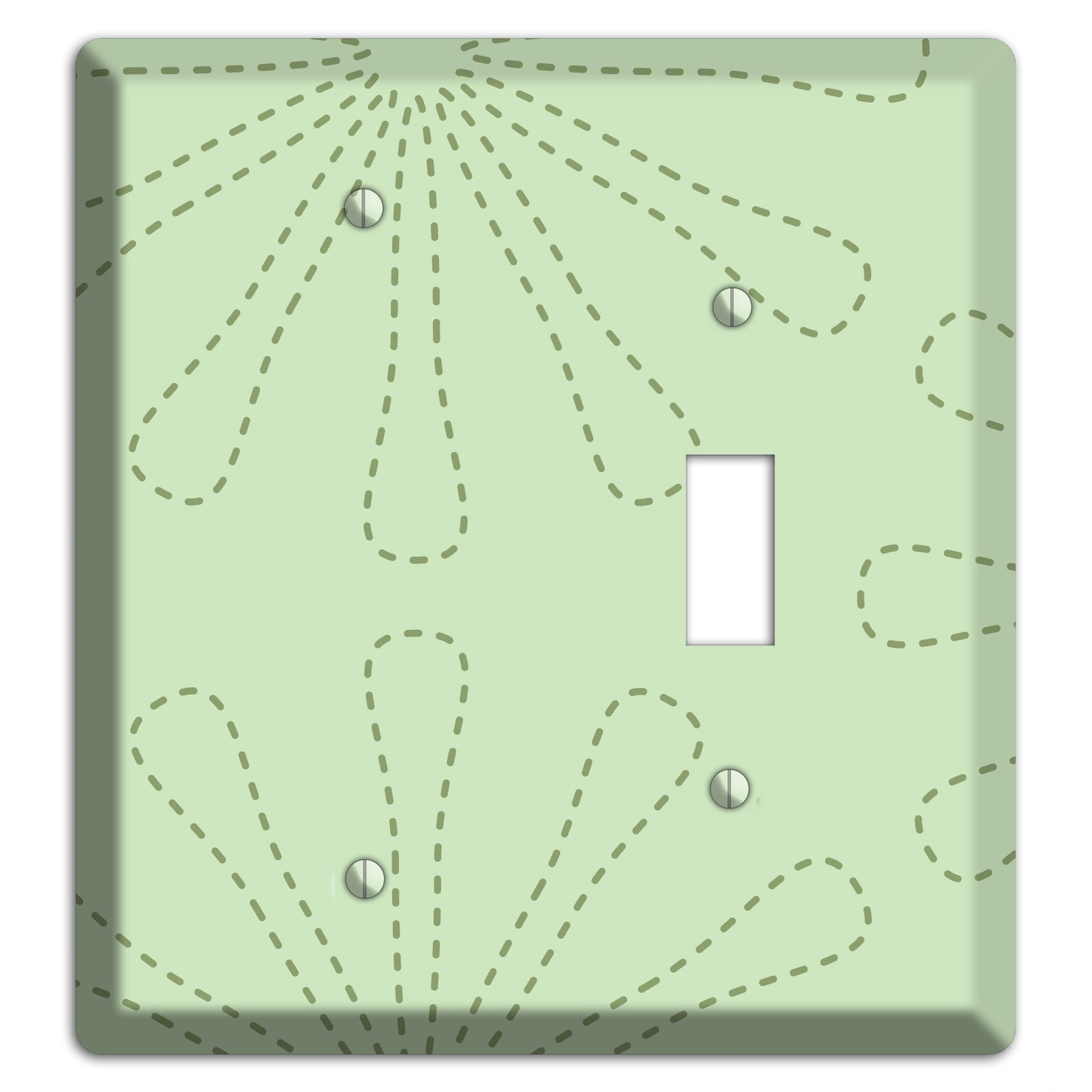 Sage Retro Stipple Floral Contour Blank / Toggle Wallplate