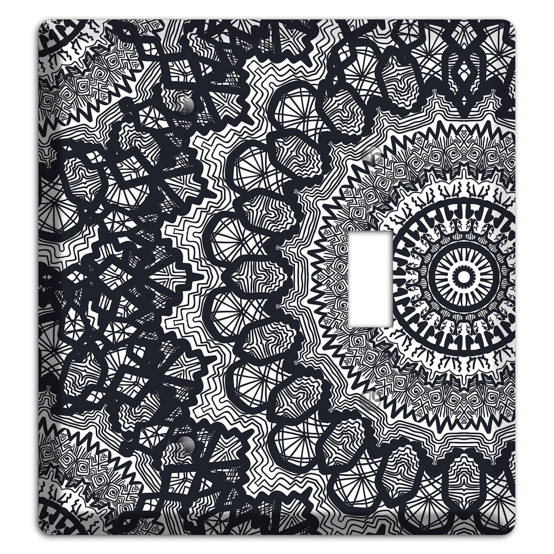 Mandala Black and White Style T Cover Plates Blank / Toggle Wallplate