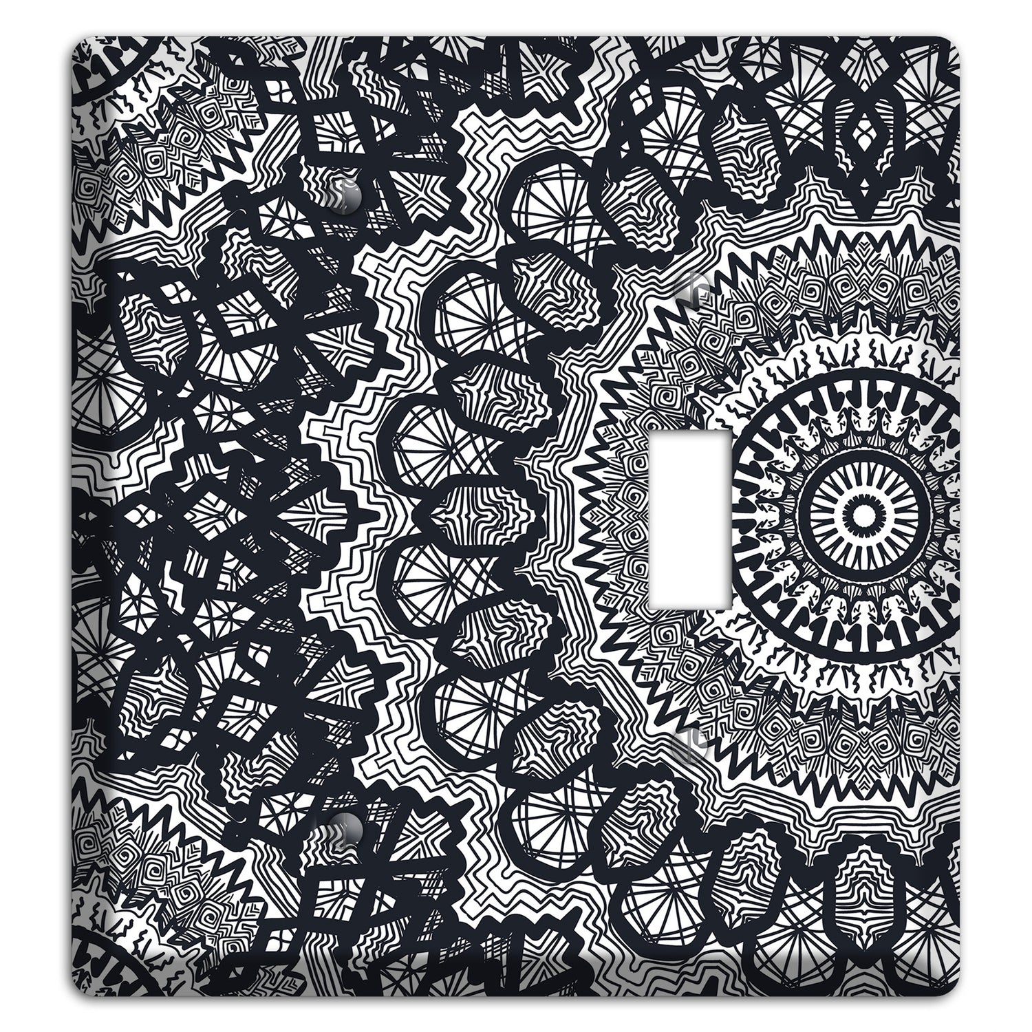 Mandala Black and White Style T Cover Plates Blank / Toggle Wallplate