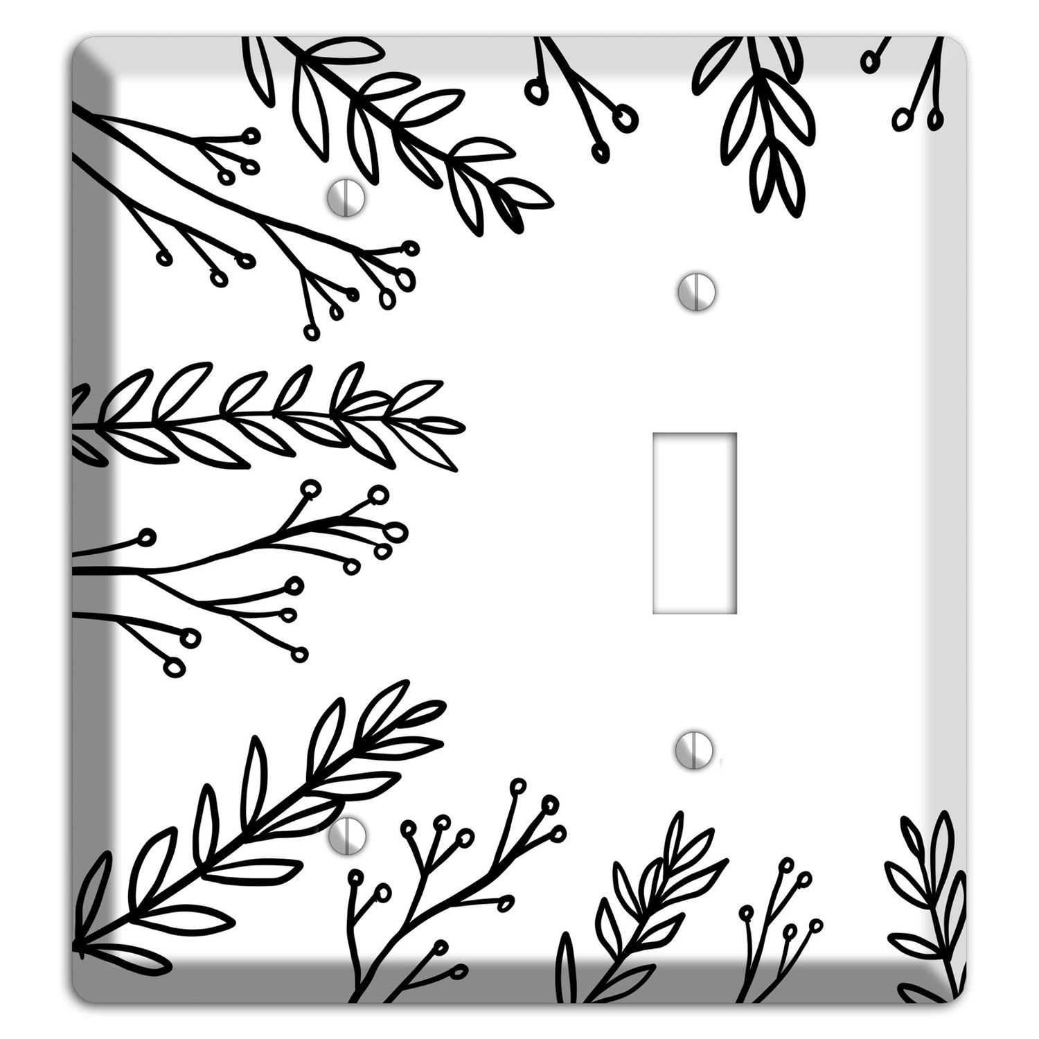 Hand-Drawn Leaves 9 Blank / Toggle Wallplate