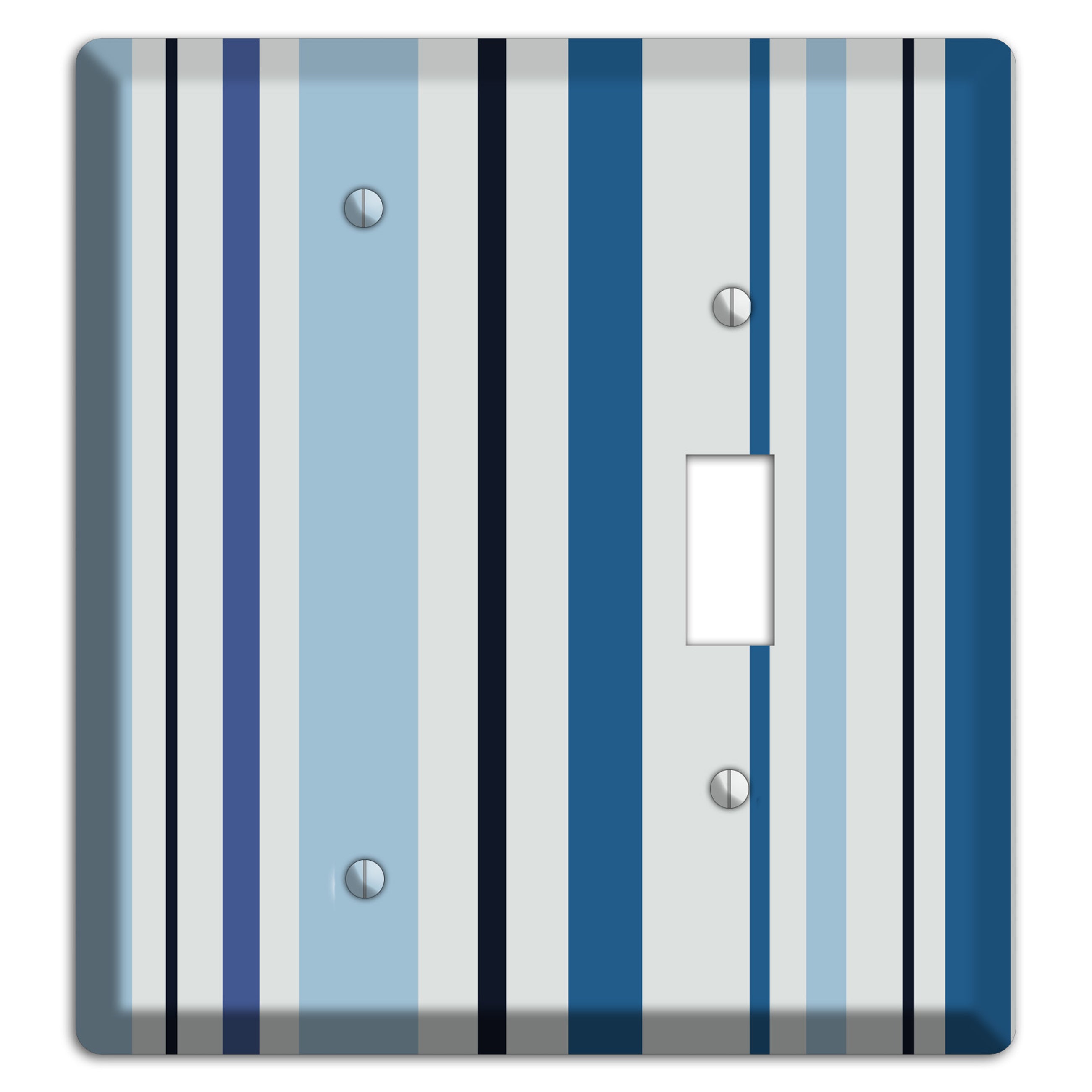 Multi White and Blue Vertical Stripe Blank / Toggle Wallplate