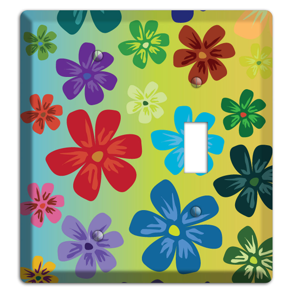 Blue to yellow Flowers Blank / Toggle Wallplate