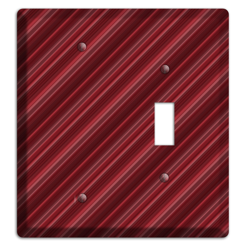 Burgundy Multi Angled Stripes Blank / Toggle Wallplate