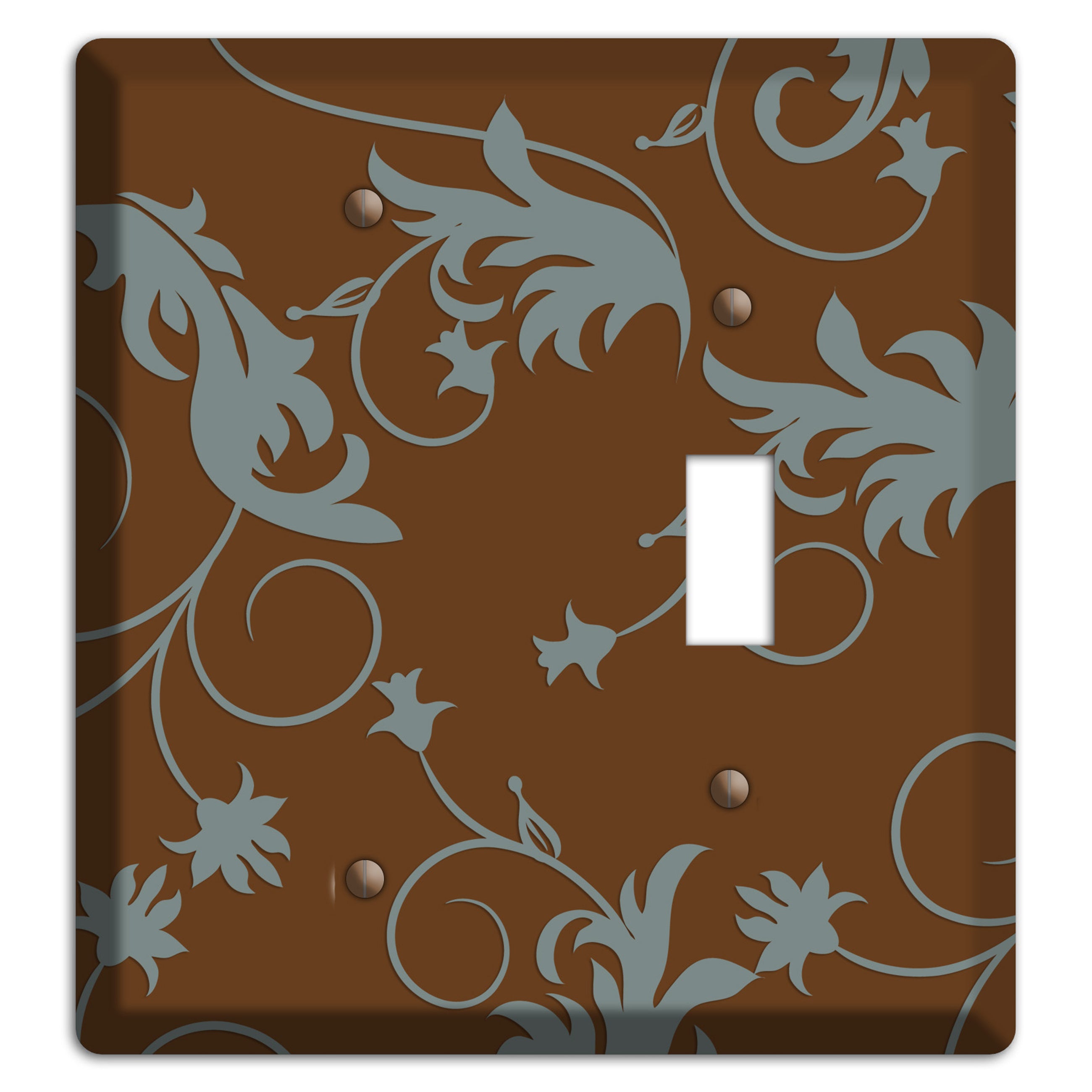 Brown and Grey Victorian Sprig Blank / Toggle Wallplate