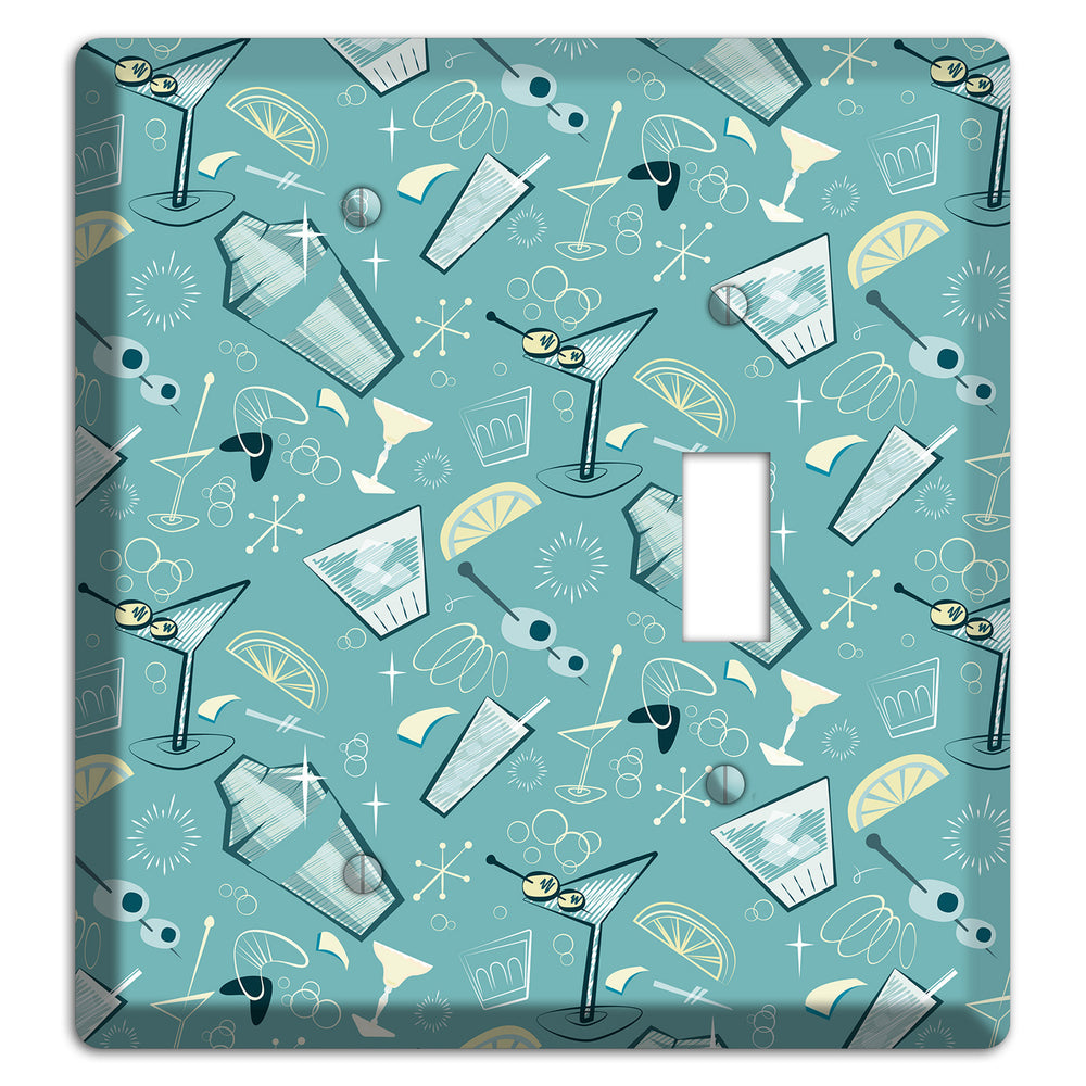 Retro Cocktails Teal Blank / Toggle Wallplate