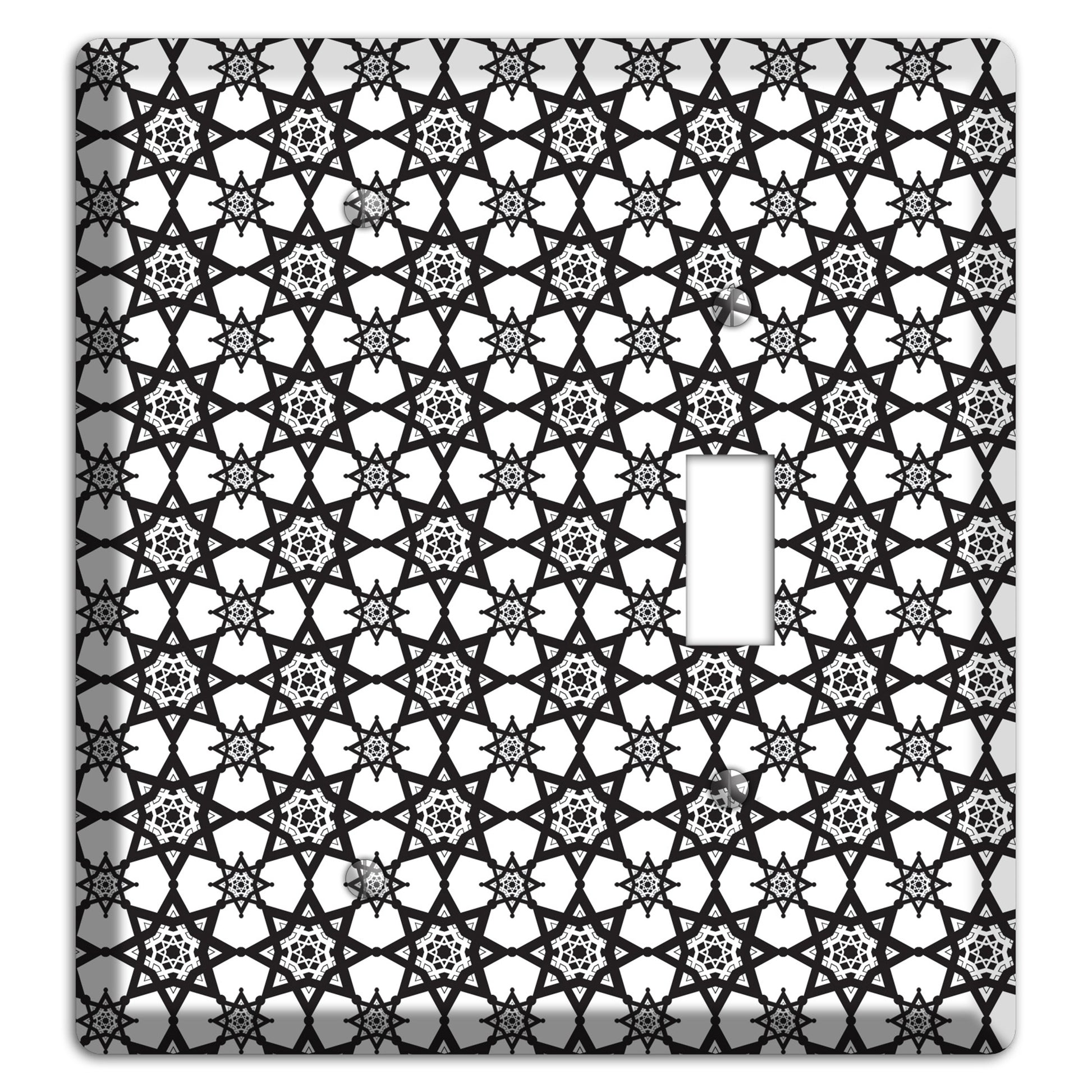 White and Black Arabesque Blank / Toggle Wallplate