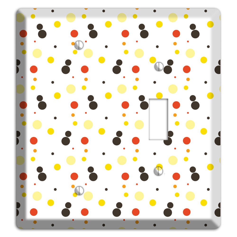 White With Black Maroon Olive Tiny Dots Blank / Toggle Wallplate