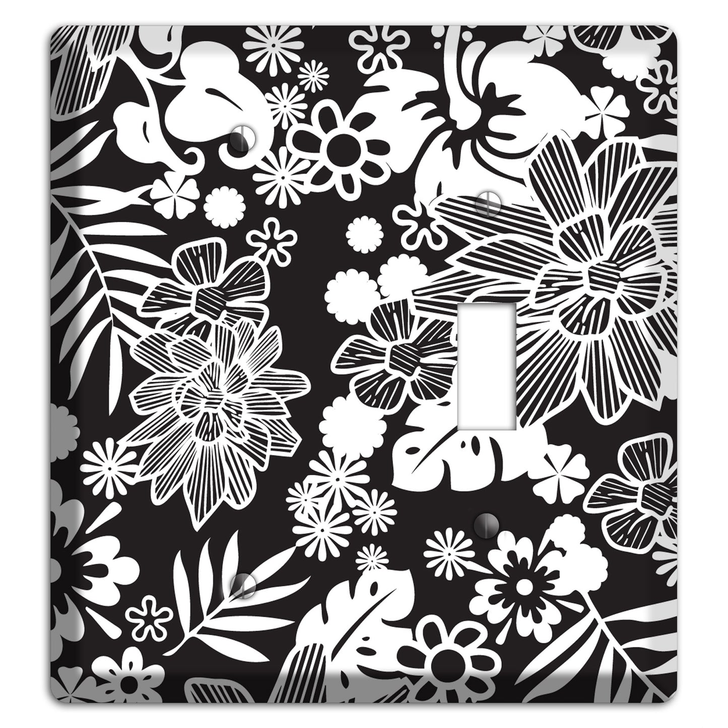 Black with White Tropical Blank / Toggle Wallplate