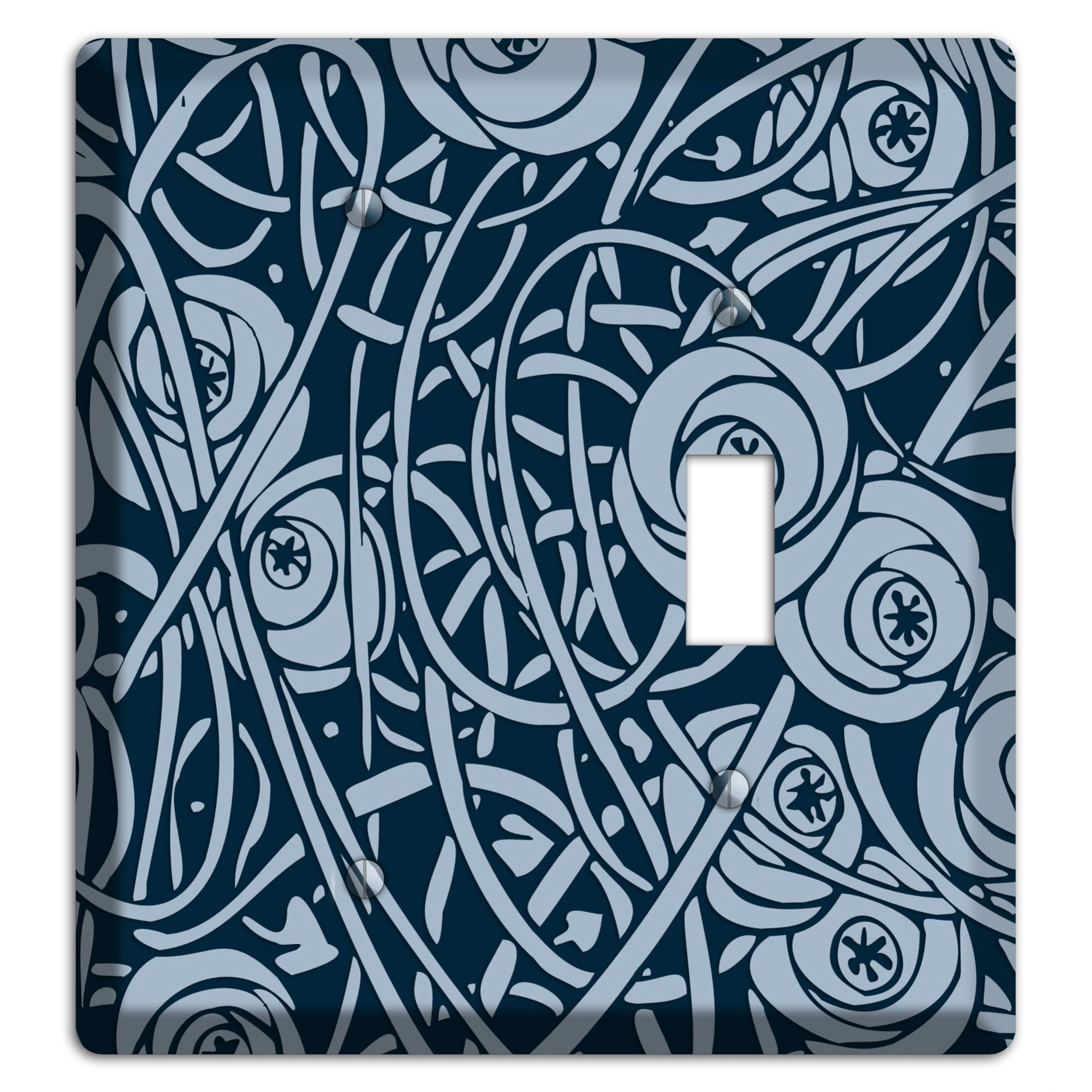 Navy Abstract Floral Blank / Toggle Wallplate