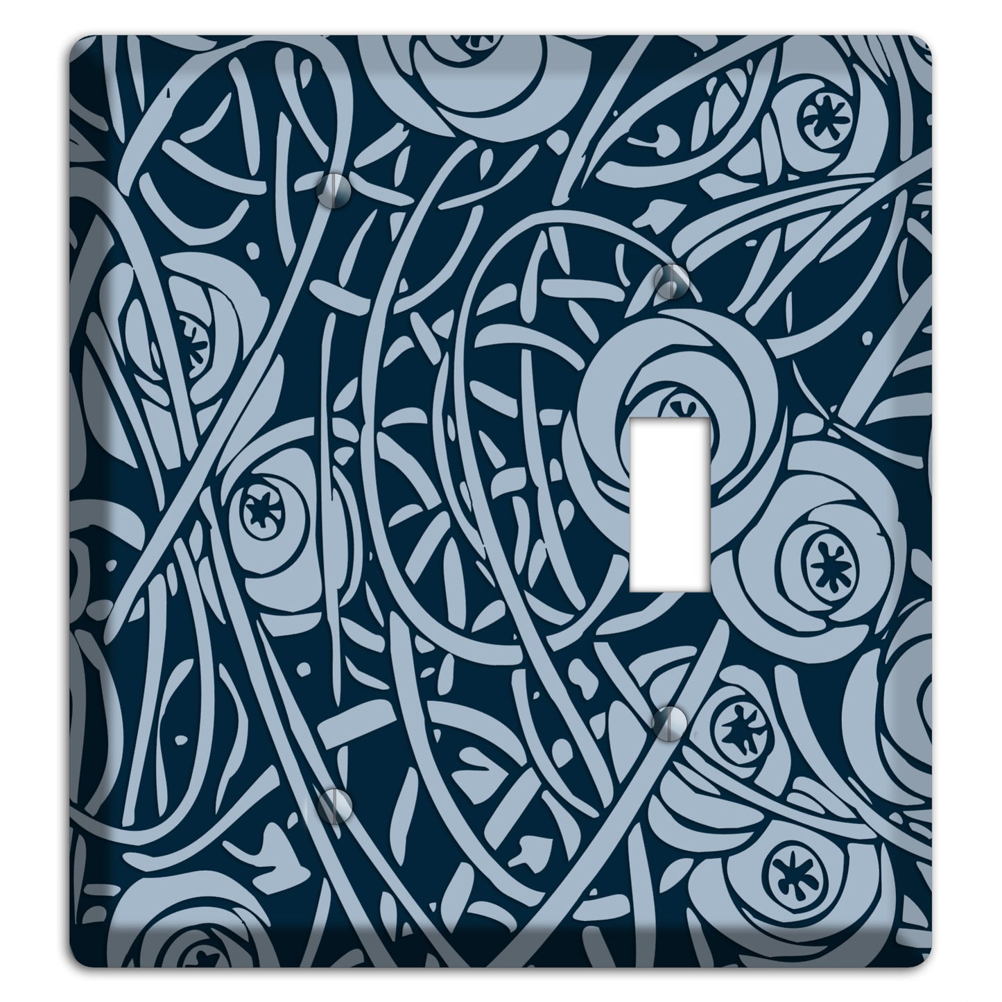 Navy Abstract Floral Blank / Toggle Wallplate