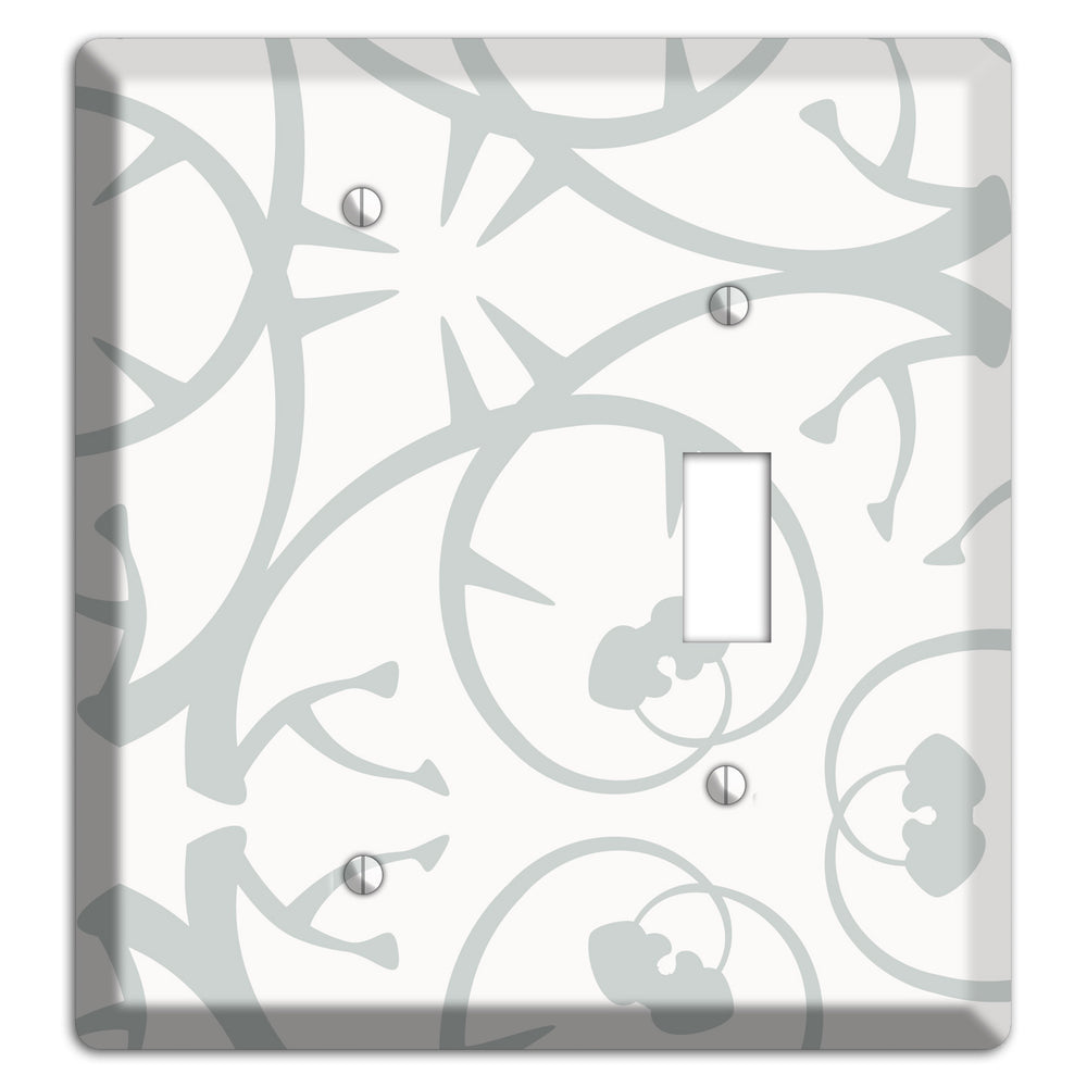 White with Grey Abstract Swirl Blank / Toggle Wallplate