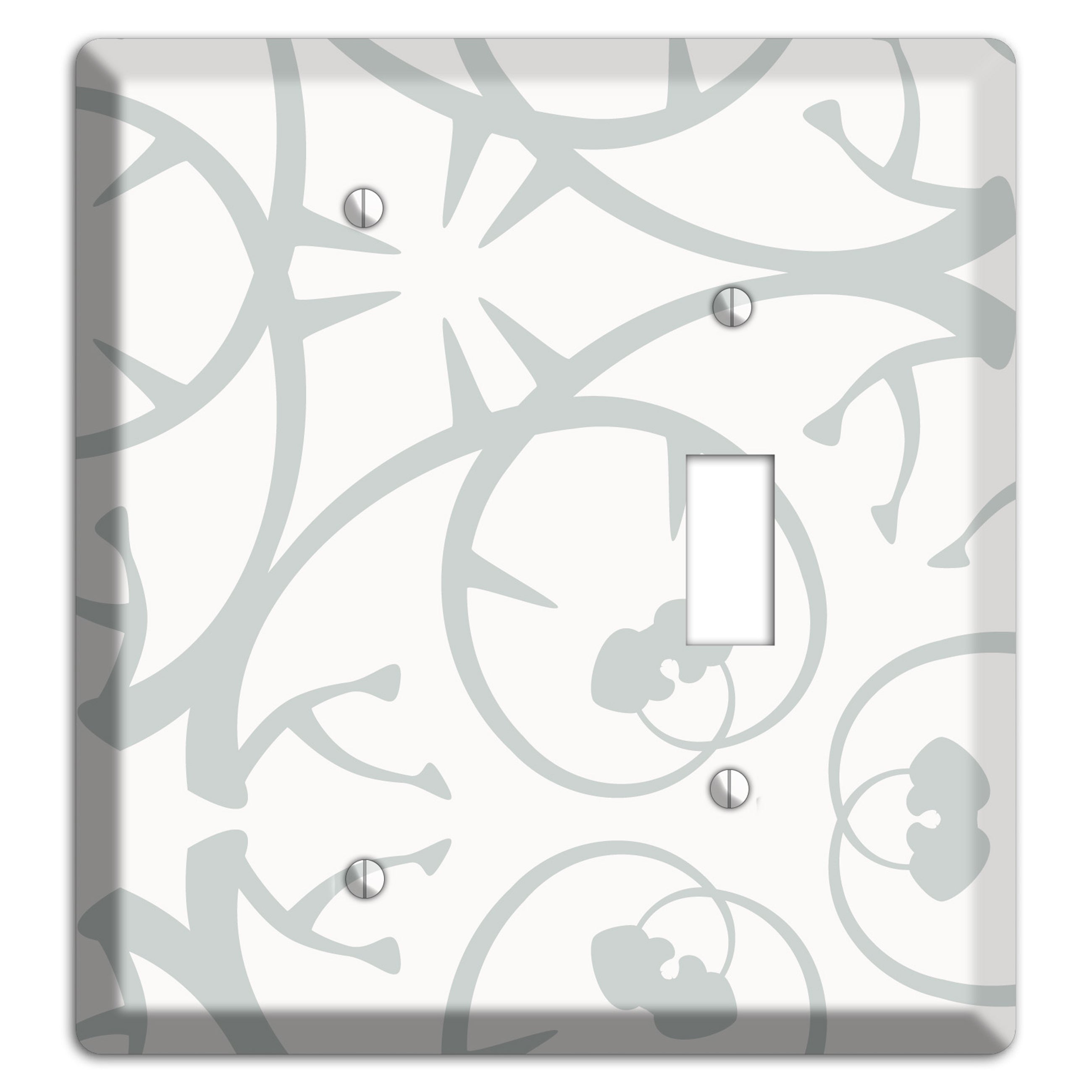 White with Grey Abstract Swirl Blank / Toggle Wallplate