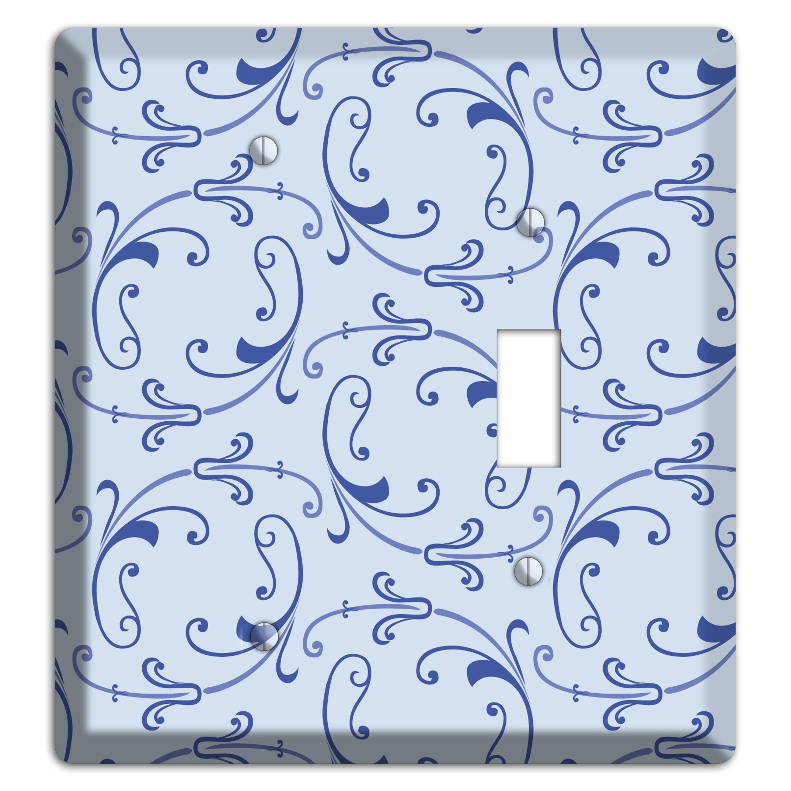 Light Blue Victorian Sprig Blank / Toggle Wallplate