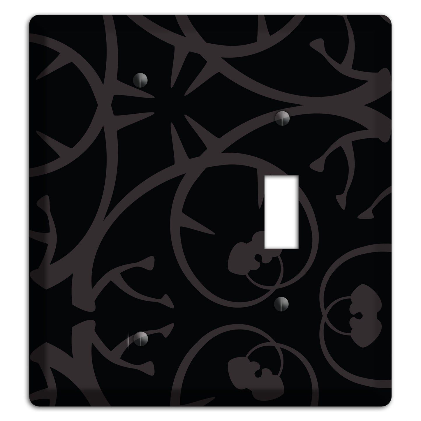 Black with Grey Abstract Swirl Blank / Toggle Wallplate