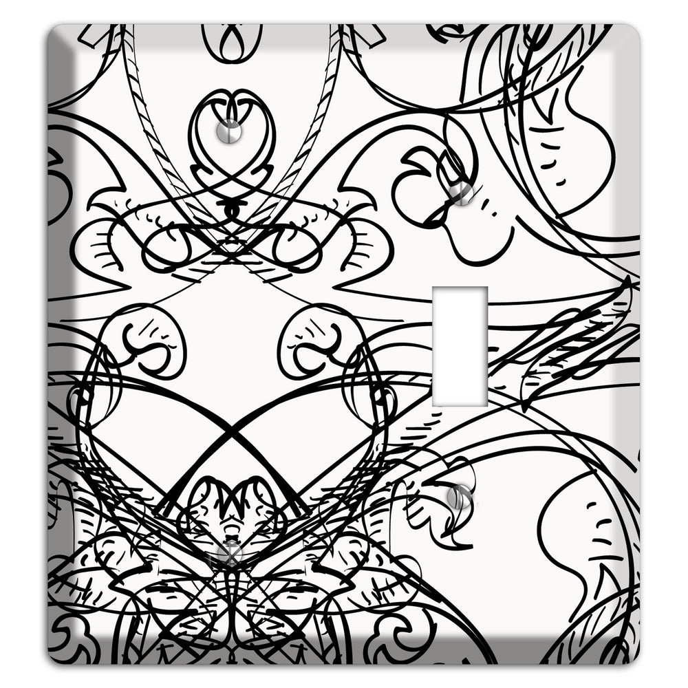 White Deco Sketch Blank / Toggle Wallplate