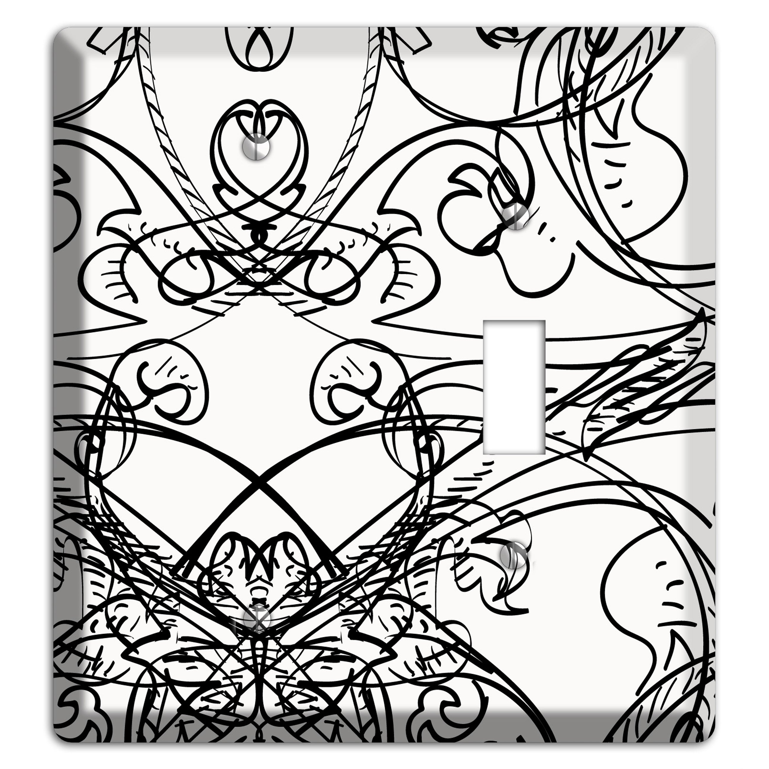 White Deco Sketch Blank / Toggle Wallplate