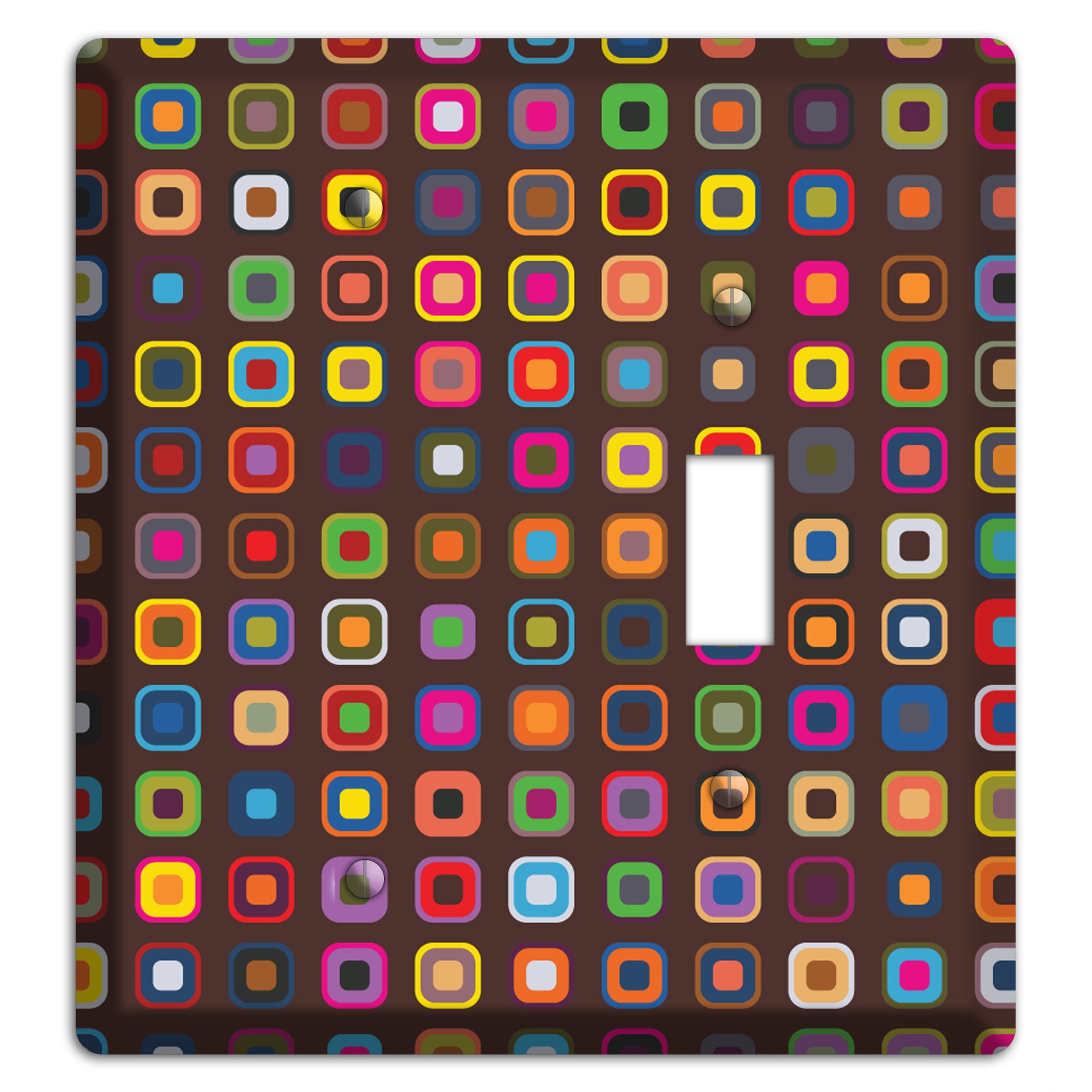 Brown with Multi Retro Squares Blank / Toggle Wallplate