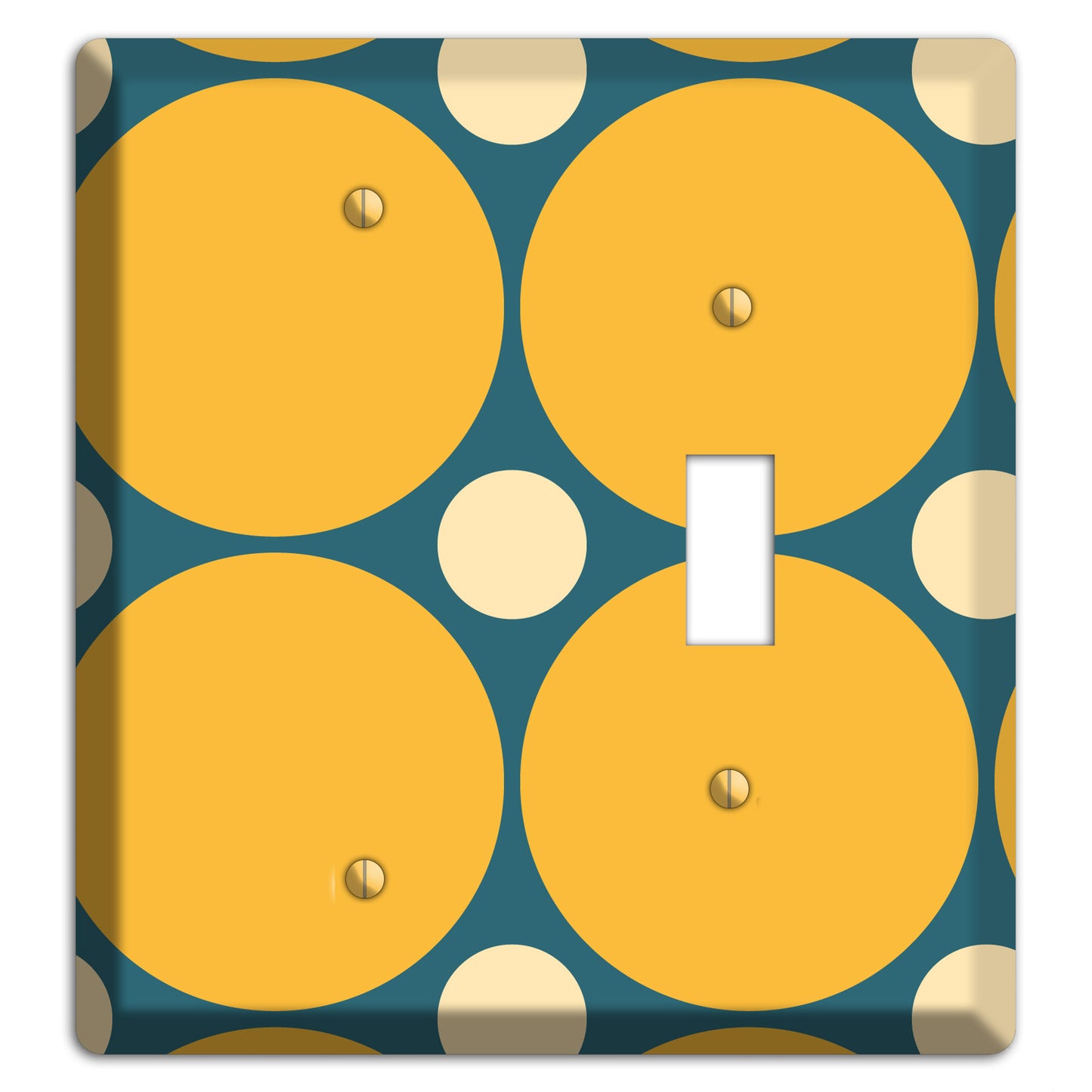 Jade with Mustard and Beige Multi Tiled Large Dots Blank / Toggle Wallplate