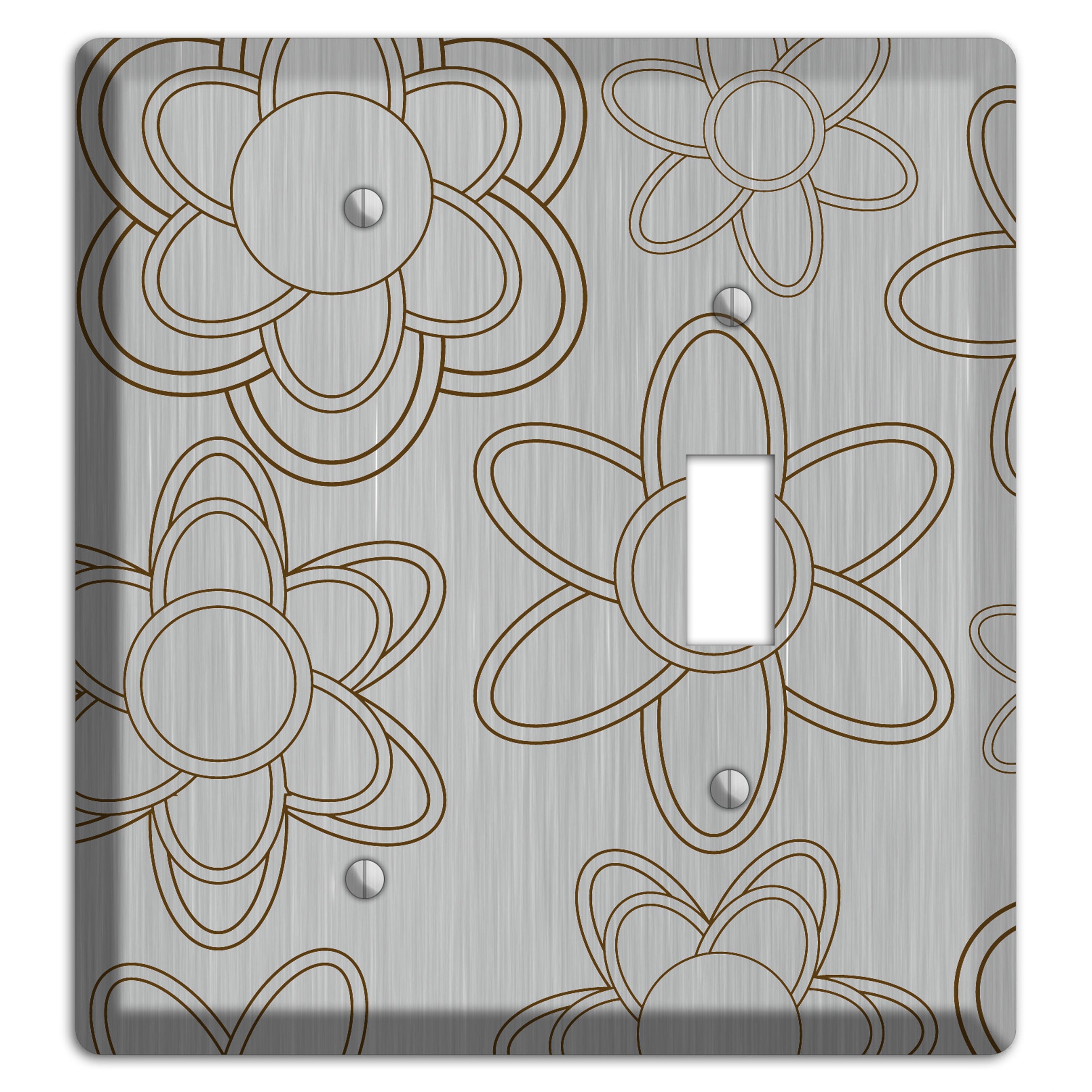 Retro Floral Contour  Stainless Blank / Toggle Wallplate