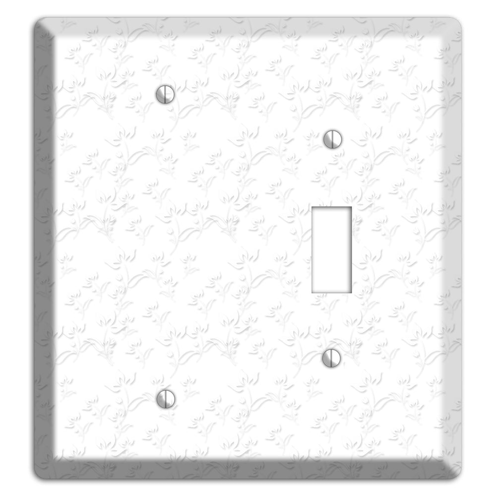 White with Grey Sprig Blank / Toggle Wallplate