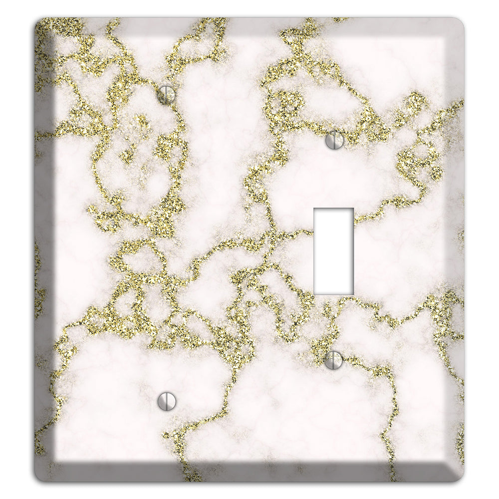 White and Gold Marble Shatter Blank / Toggle Wallplate