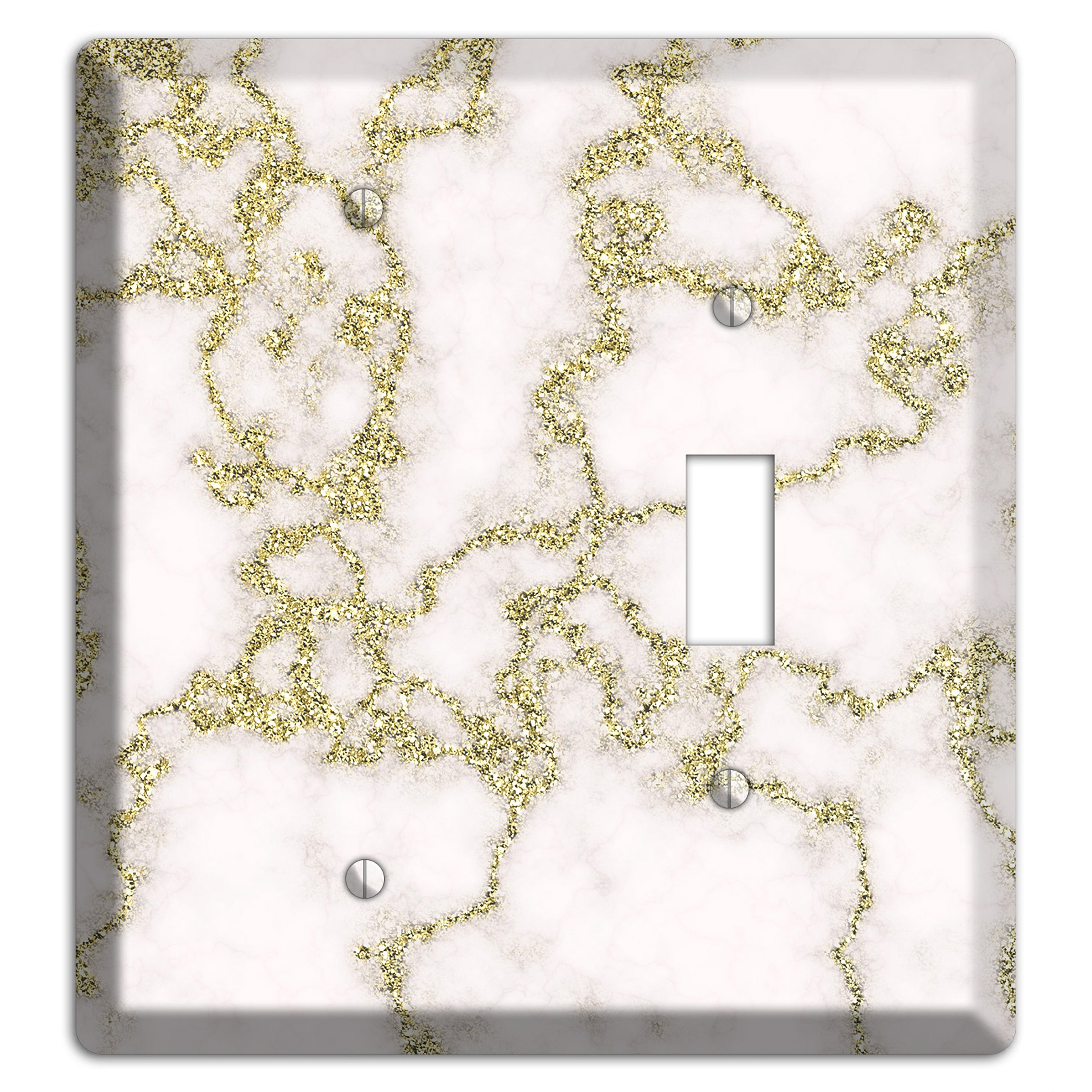 White and Gold Marble Shatter Blank / Toggle Wallplate