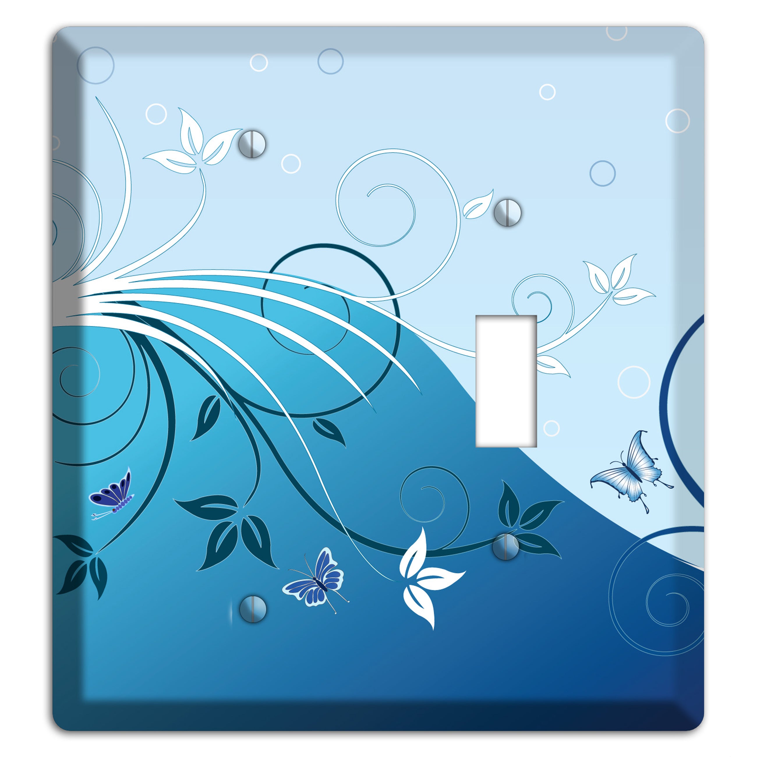 Blue Floral Sprig Blank / Toggle Wallplate
