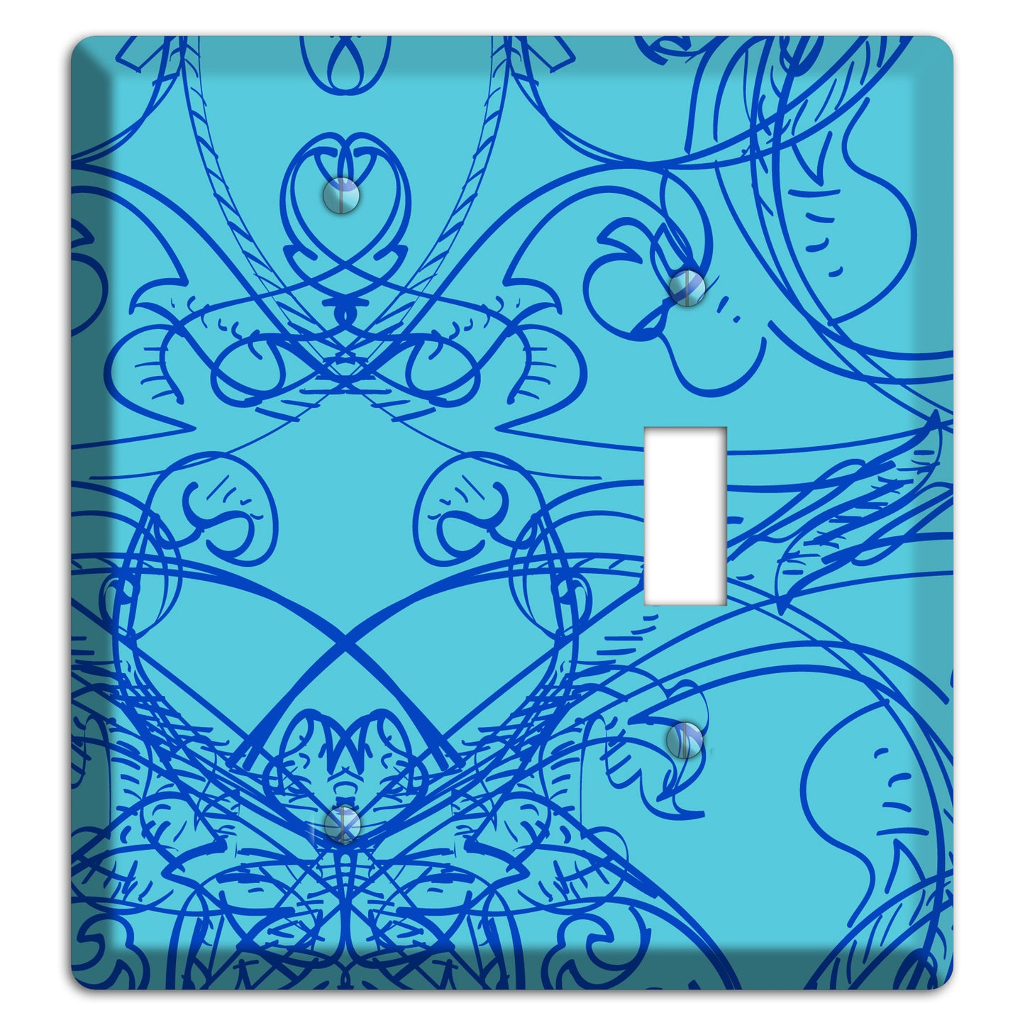 Turquoise Deco Sketch Blank / Toggle Wallplate