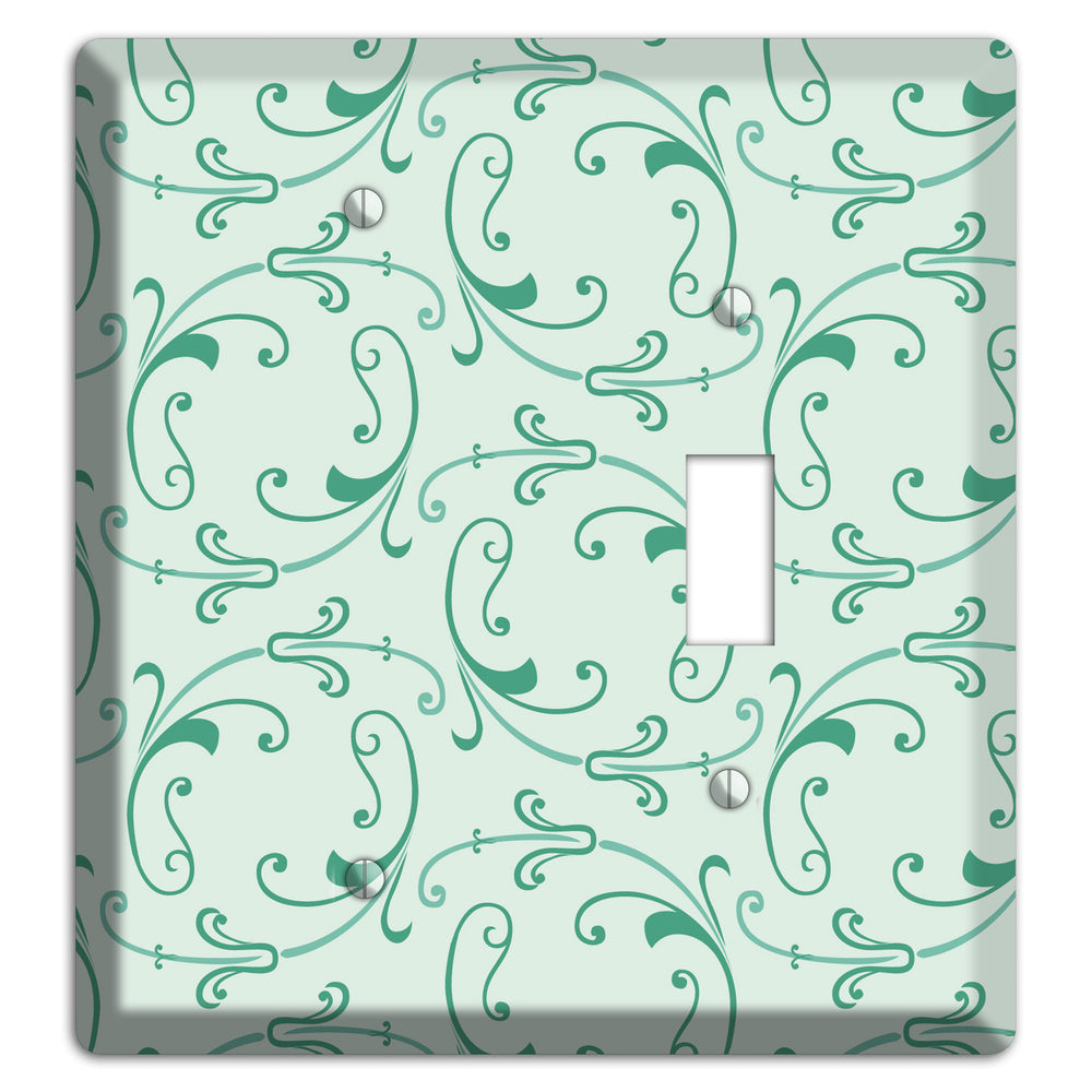 Aqua Victorian Sprig Blank / Toggle Wallplate