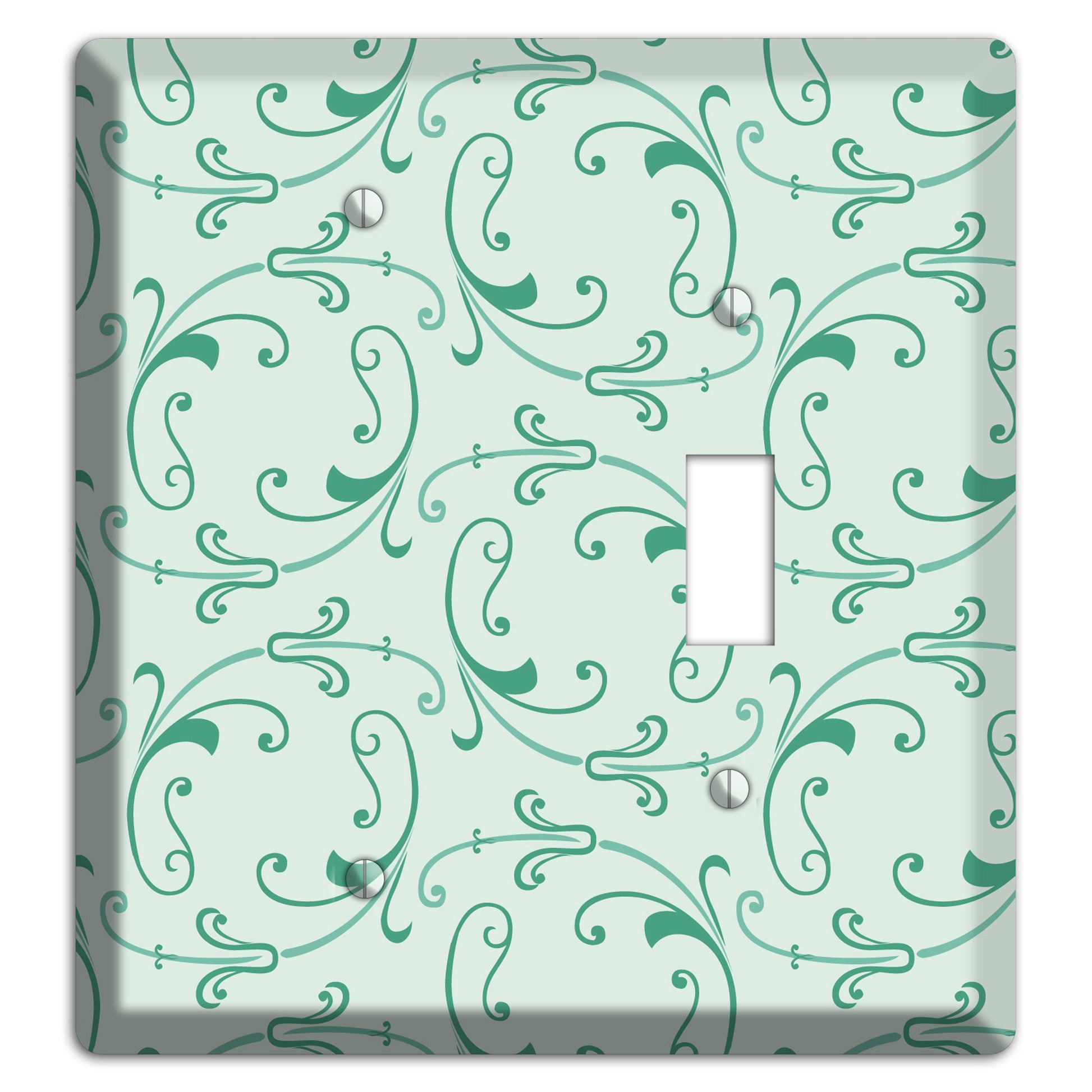 Aqua Victorian Sprig Blank / Toggle Wallplate