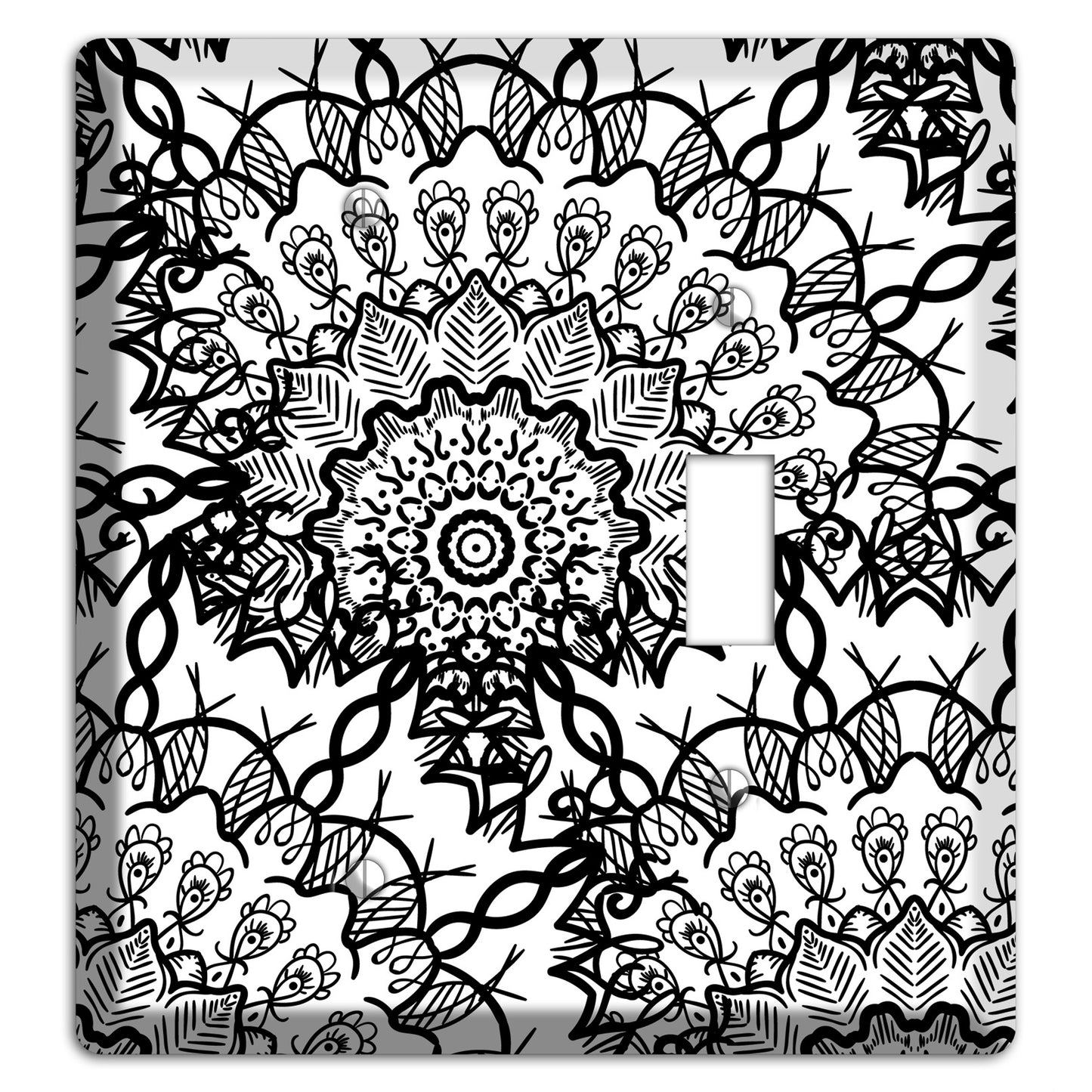 Mandala Black and White Style P Cover Plates Blank / Toggle Wallplate