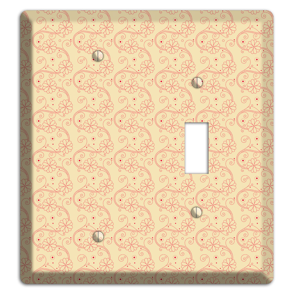 Tiny Off White Floral Swirl Blank / Toggle Wallplate