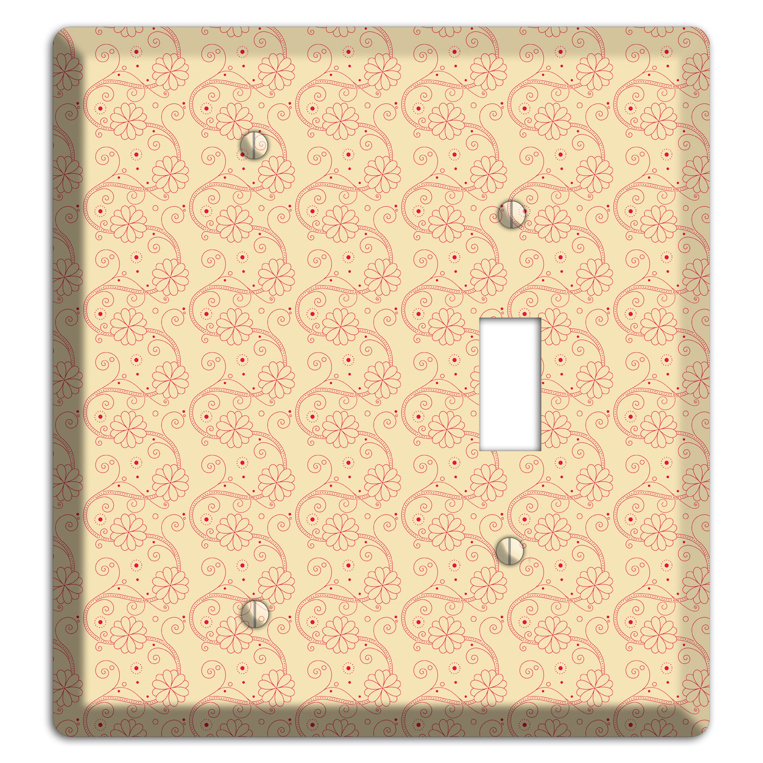 Tiny Off White Floral Swirl Blank / Toggle Wallplate
