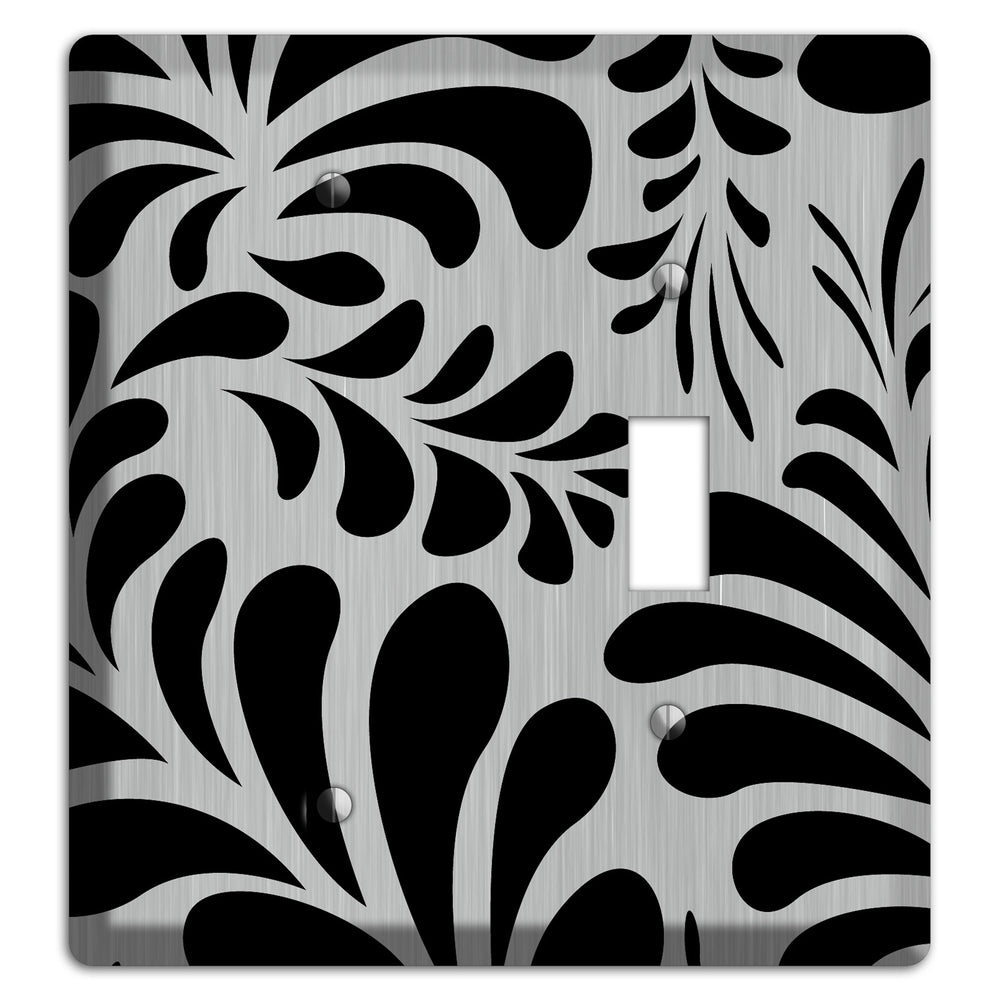 Black Herati Stainless Steel Blank / Toggle Wallplate