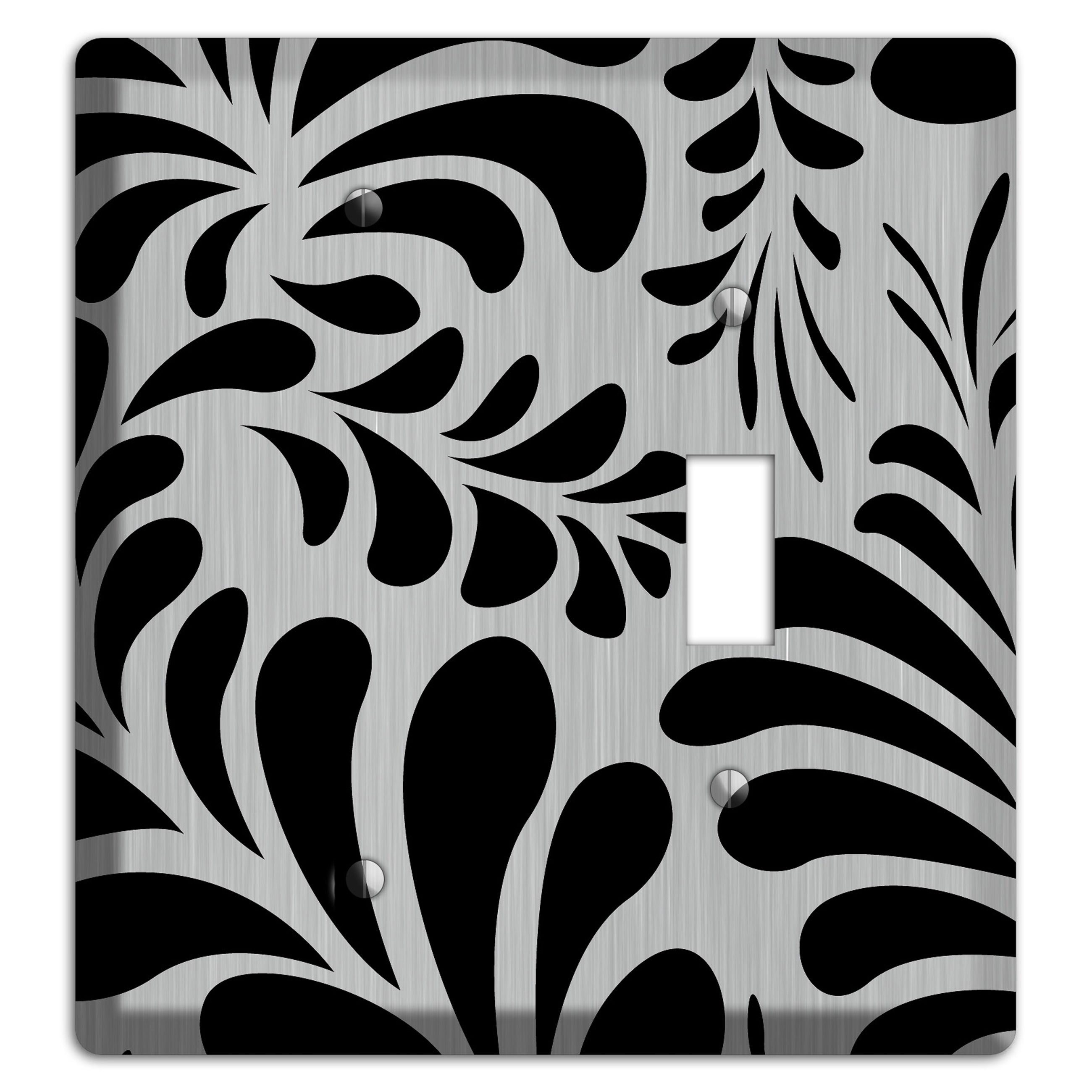 Black Herati  Stainless Blank / Toggle Wallplate